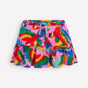 Tiered Jersey Skort-Multi Rainbow Parrot