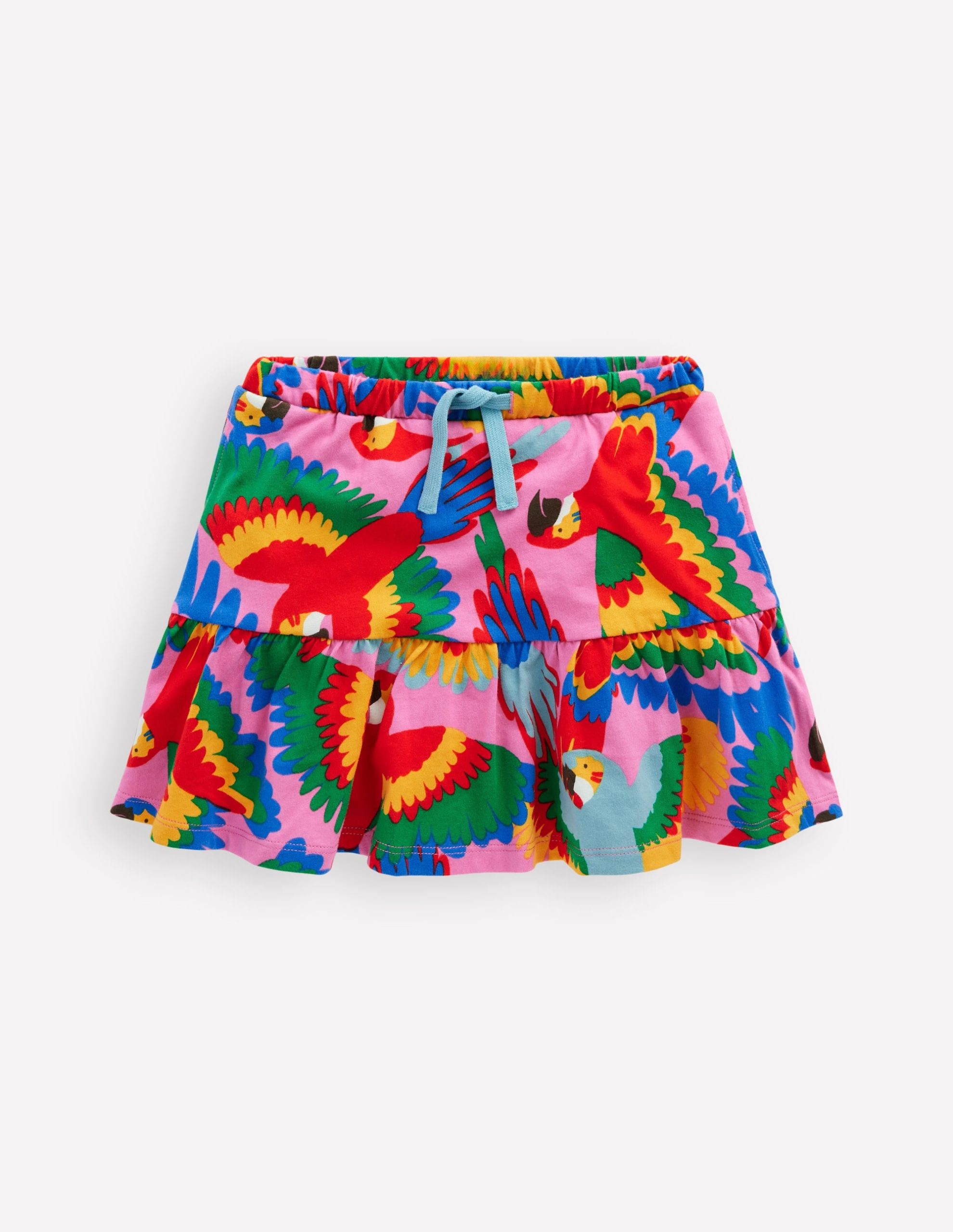 Tiered Jersey Skort-Multi Rainbow Parrot