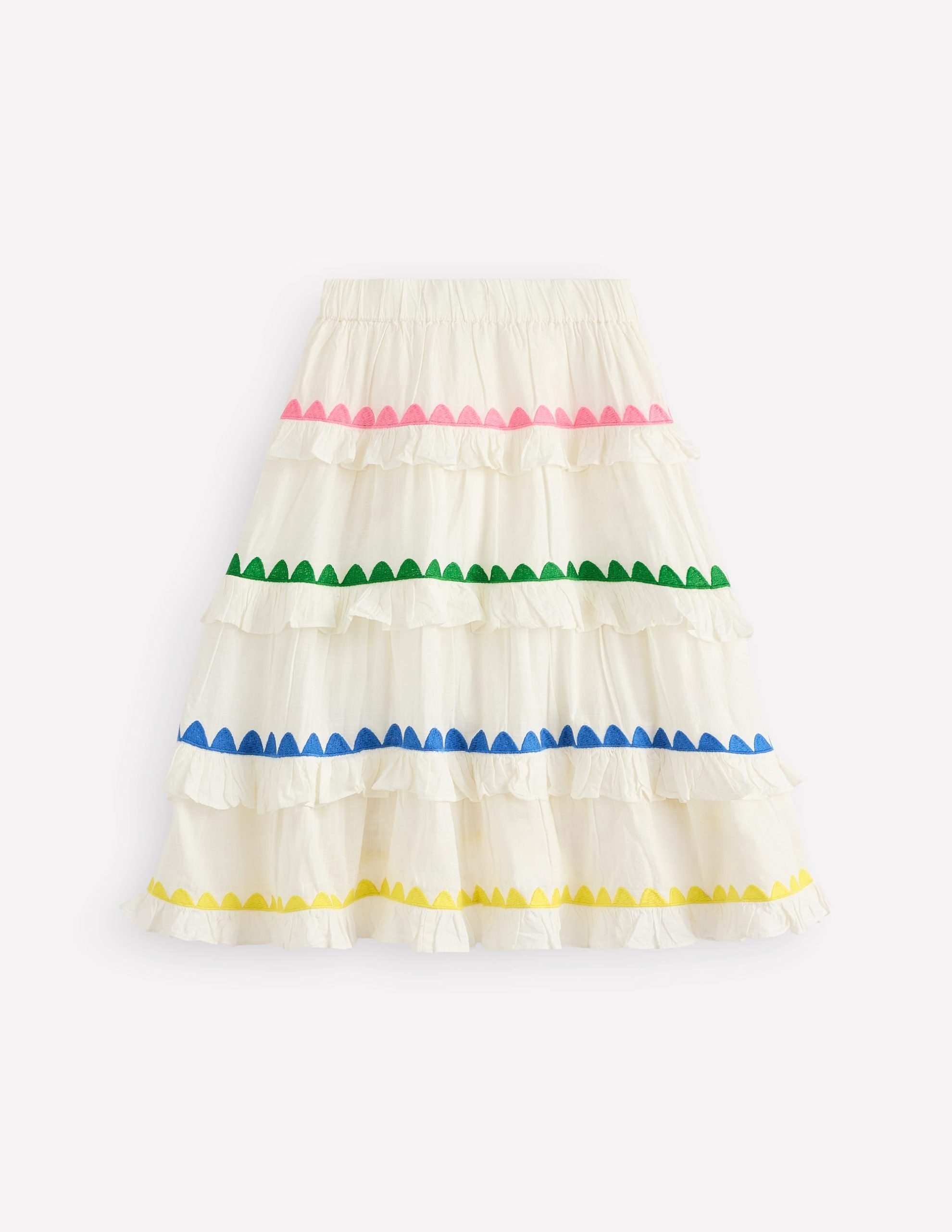 Ruffle Midi Skirt-Soft Ivory Rainbow - Image 3