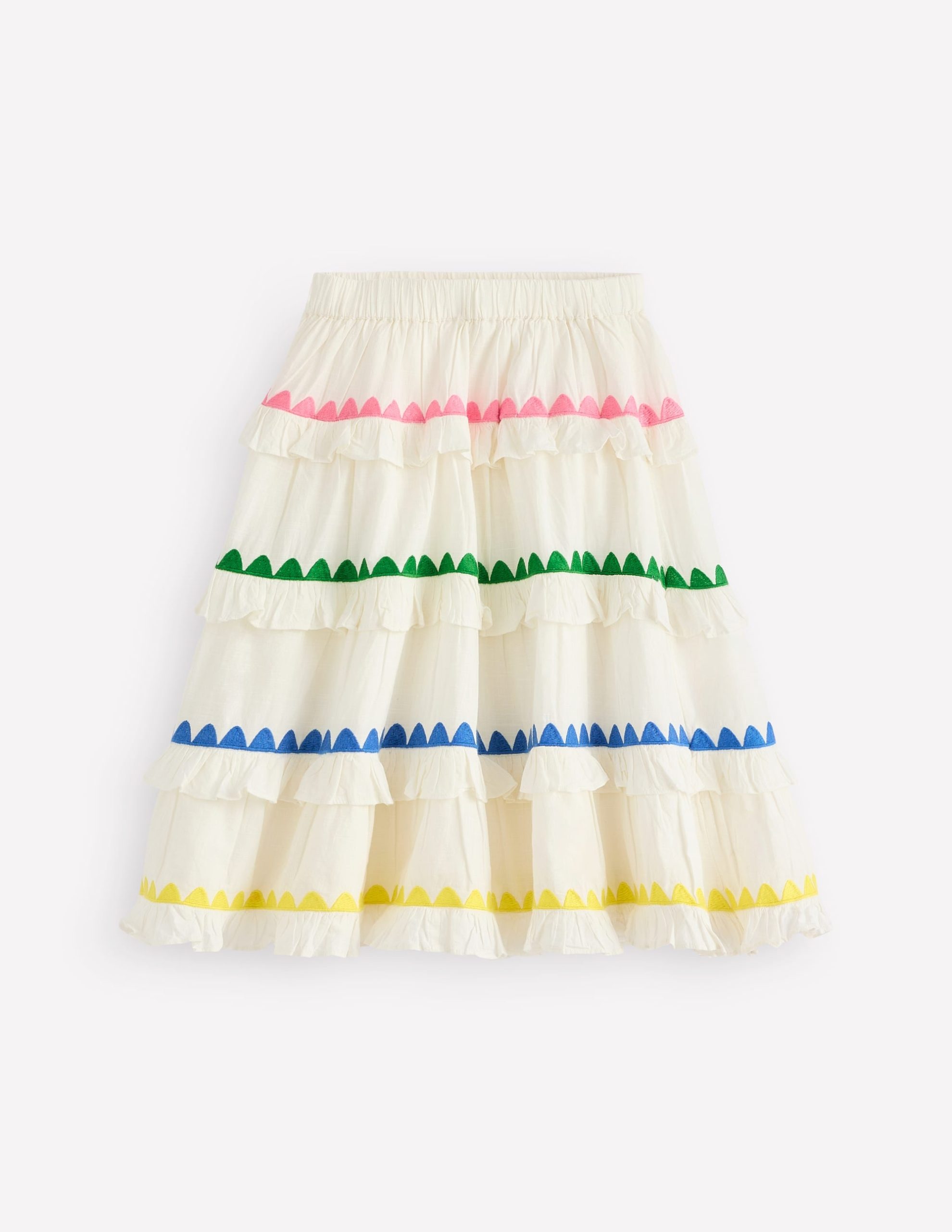 Ruffle Midi Skirt-Soft Ivory Rainbow - Image 2