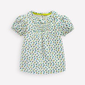 Double Cloth Printed Blouse-Soft Ivory Ditsy Floral