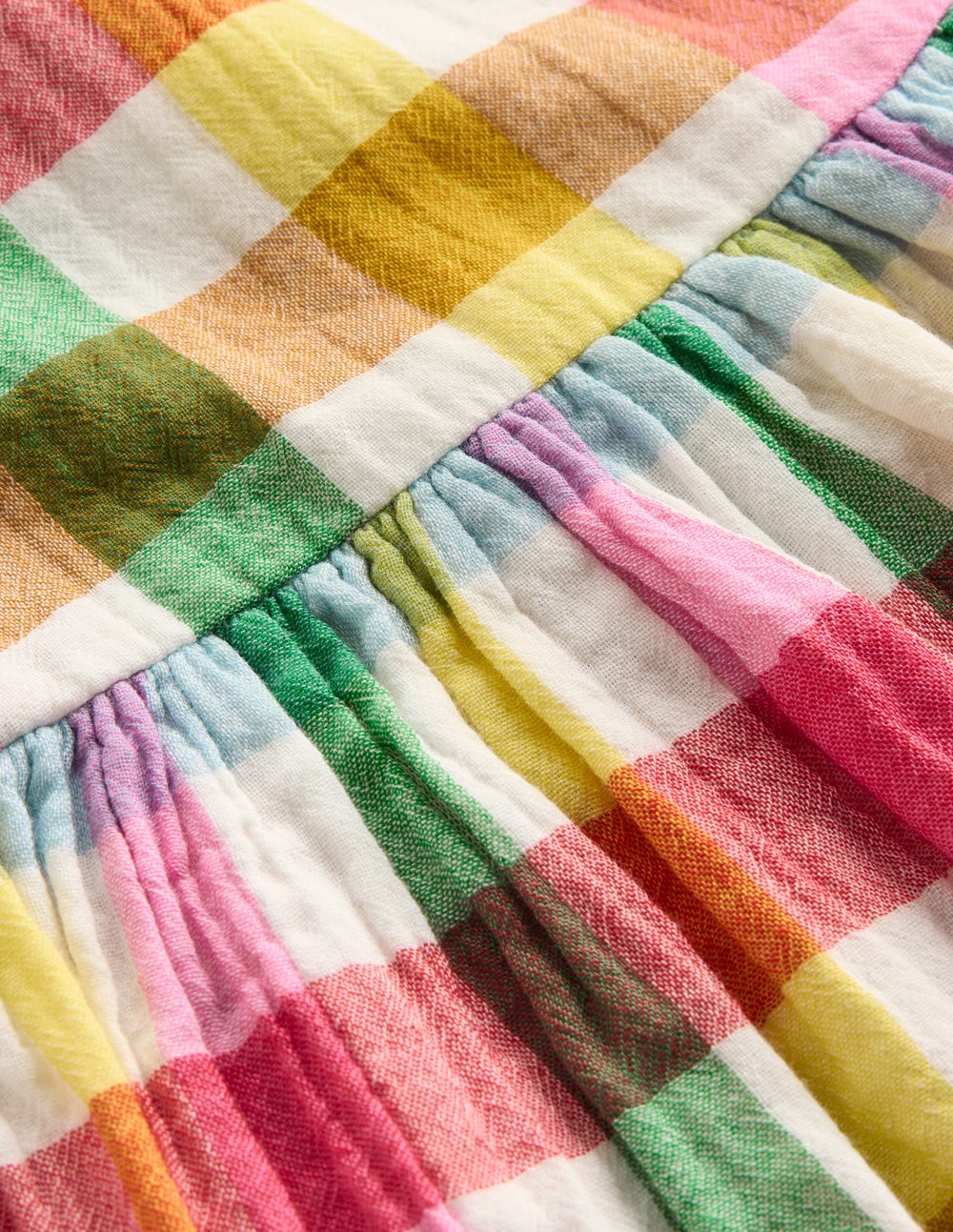 Puff Sleeve Double Cloth Dress-Multi Check - Image 4