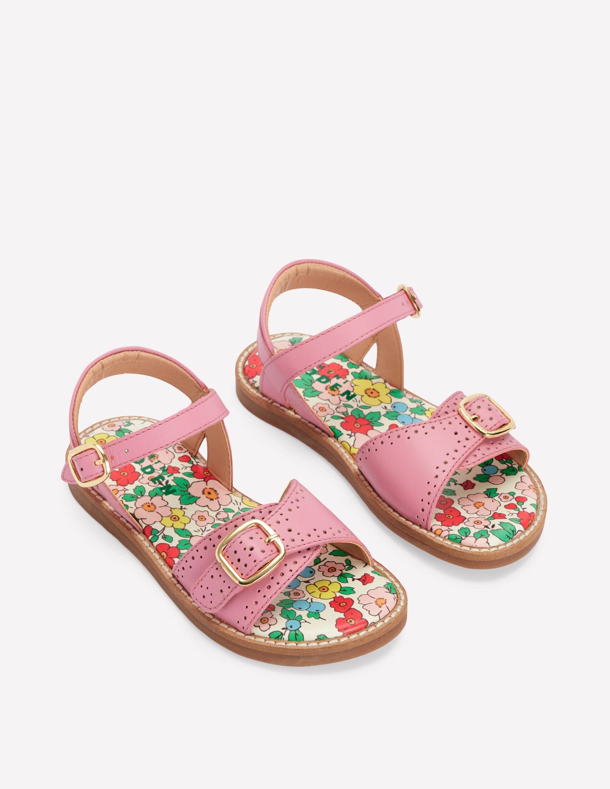 Leather Buckle Sandals-Sea Pink - Image 2