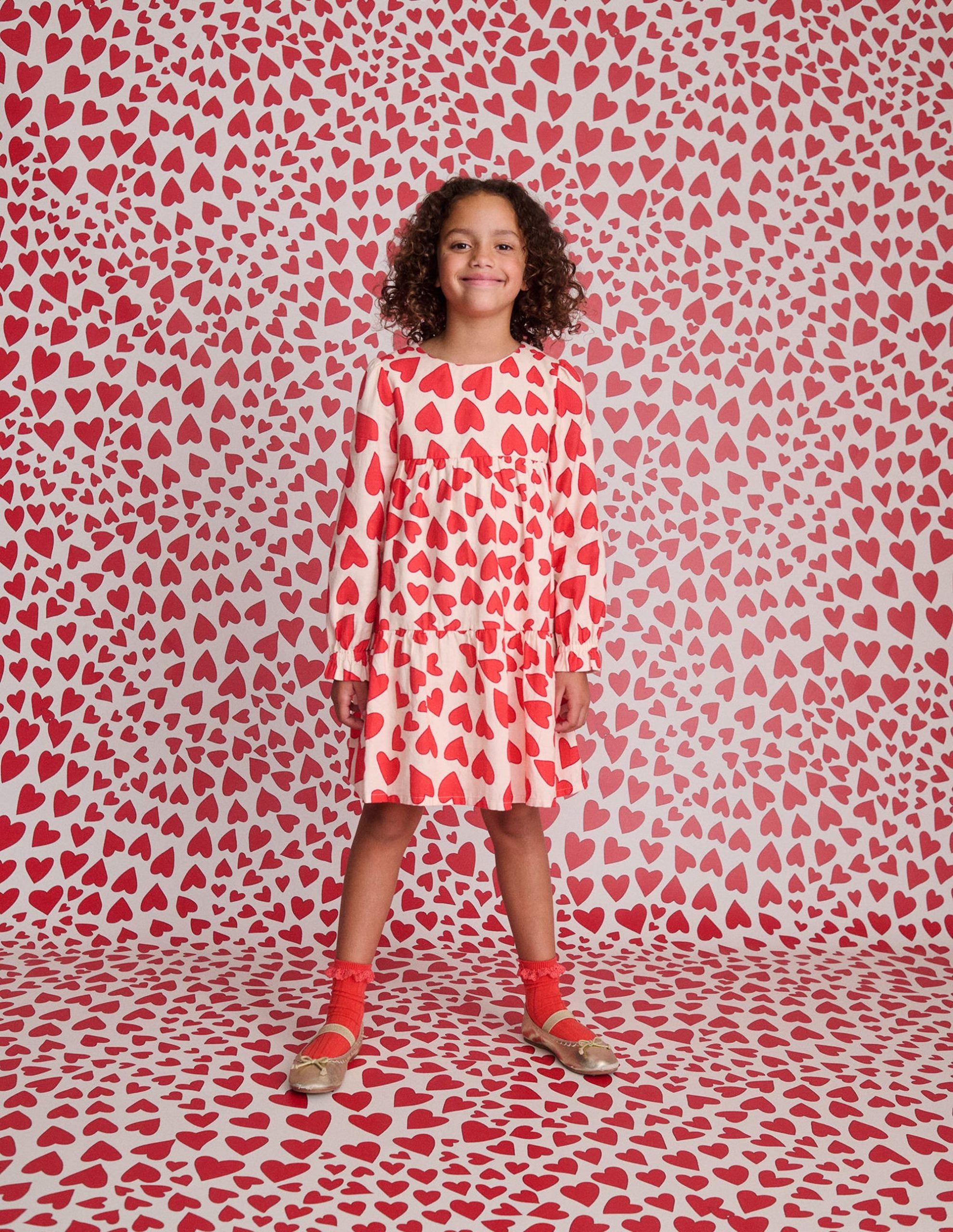 Betsy Tiered Twirly Dress-Poppy Red Hearts - Image 2