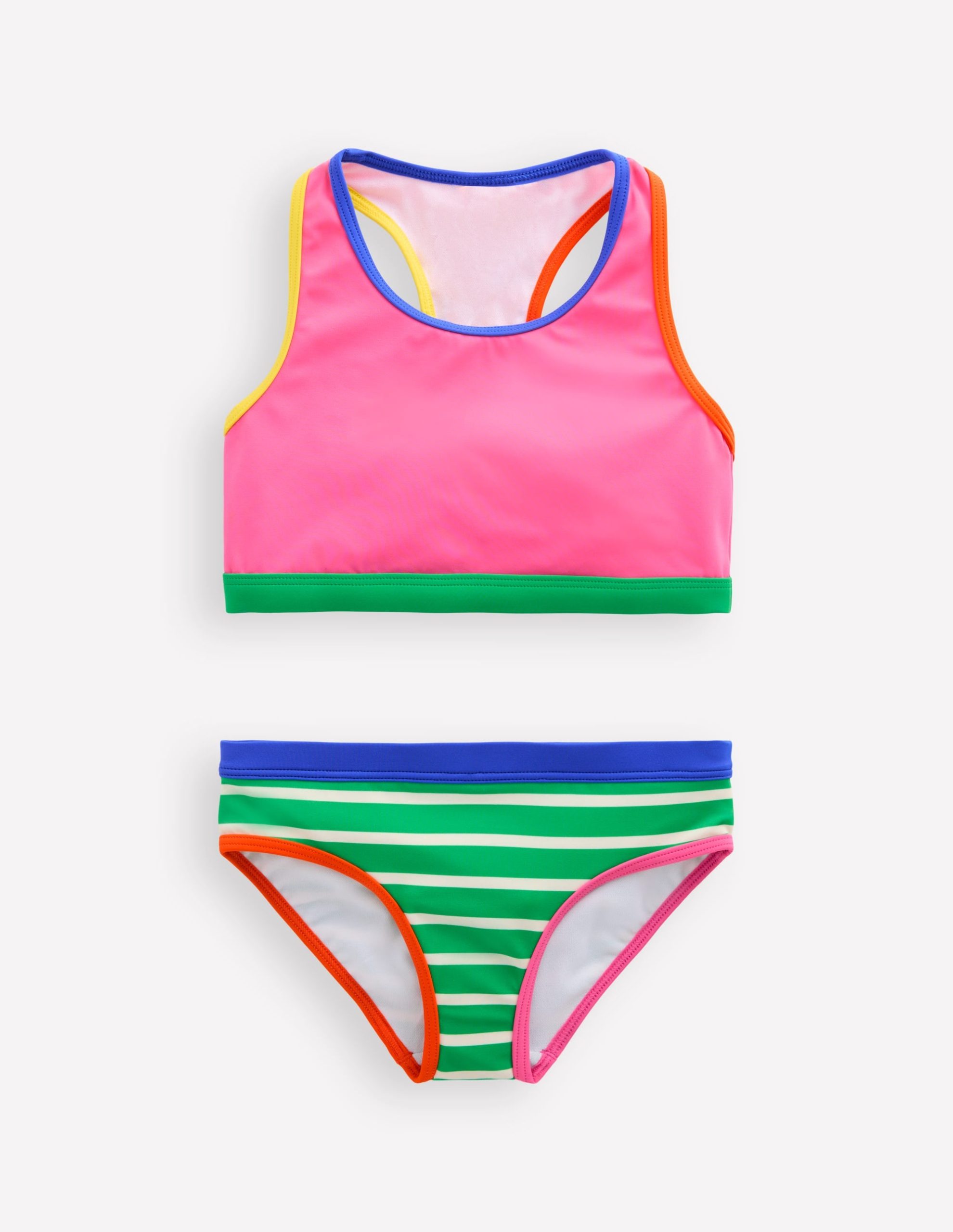 Racerback Bikini-Flamingo Pink/Pea Green Stripe - Image 2