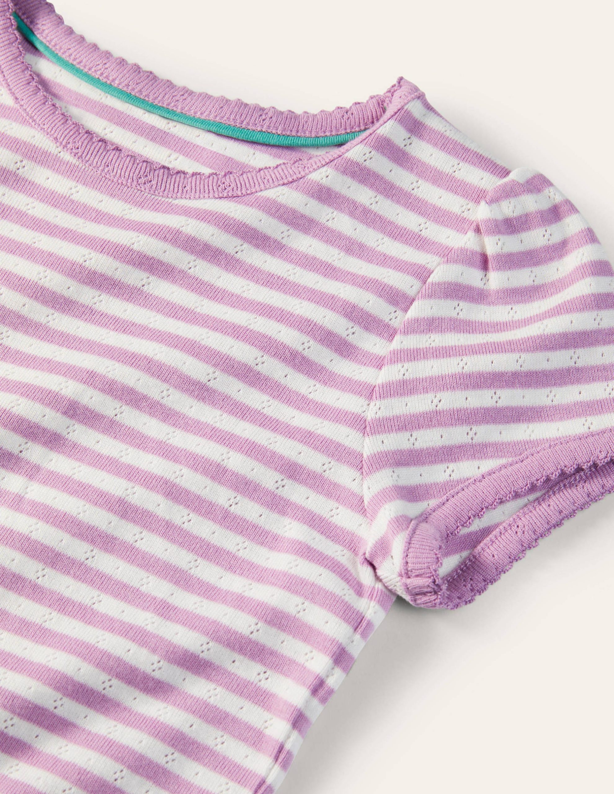 Short Sleeve Pointelle Top-Sugared Lilac - Image 3