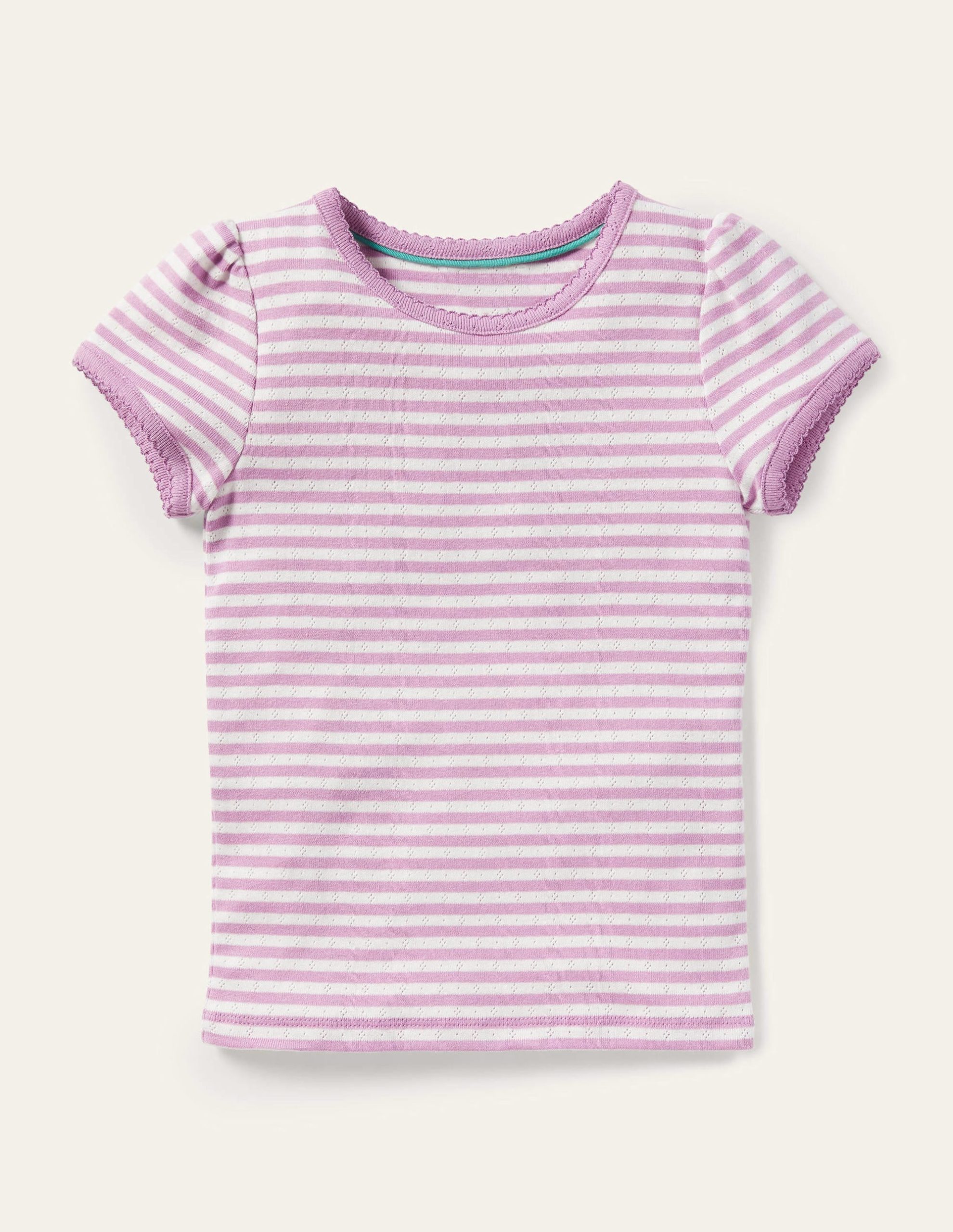 Short Sleeve Pointelle Top-Sugared Lilac