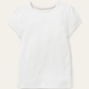 Short Sleeve Pointelle Top-White
