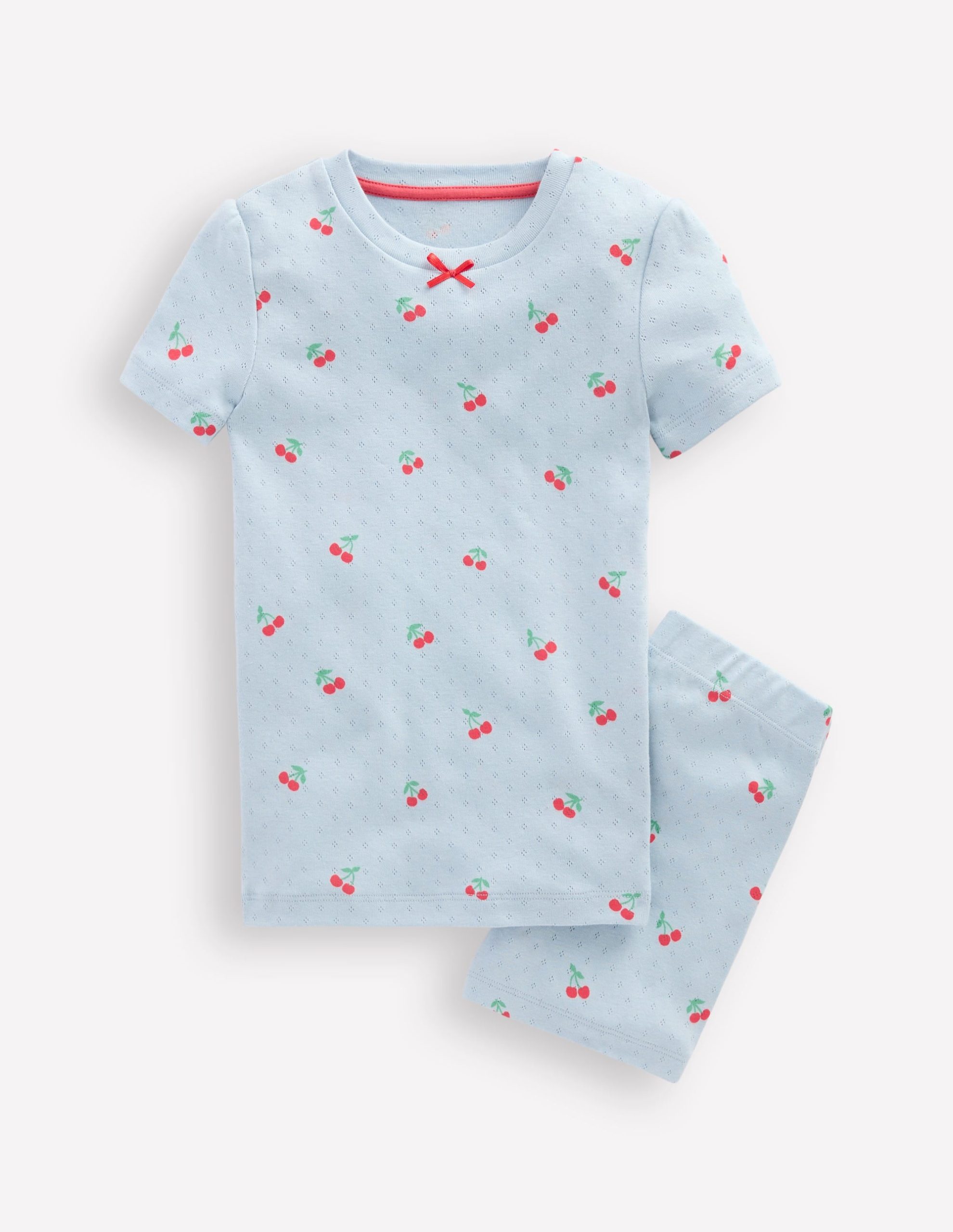 Snug Pointelle Pajamas-Misty Blue Cherries