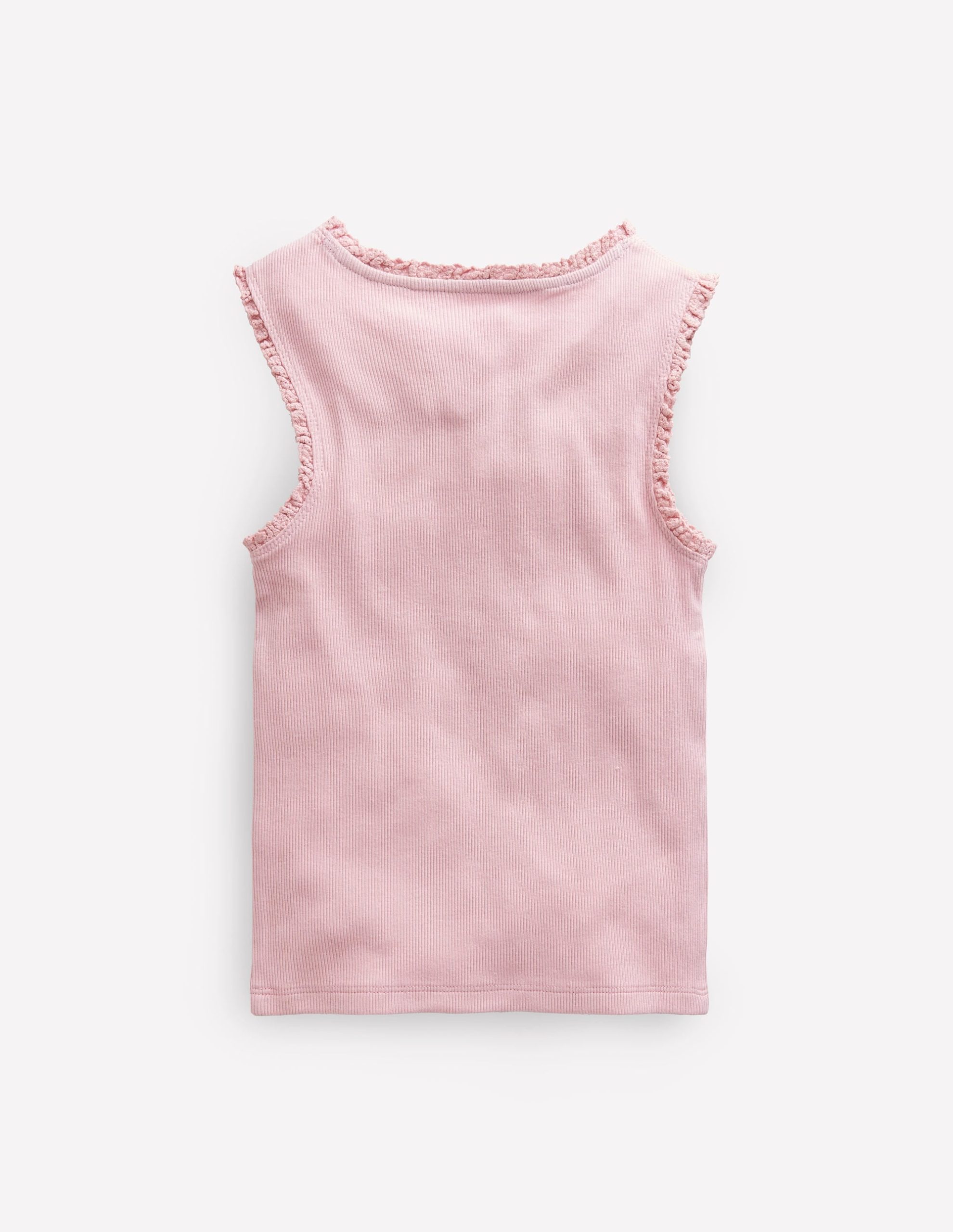 Ribbed Lace Trim Tank Top-French Pink - Image 2