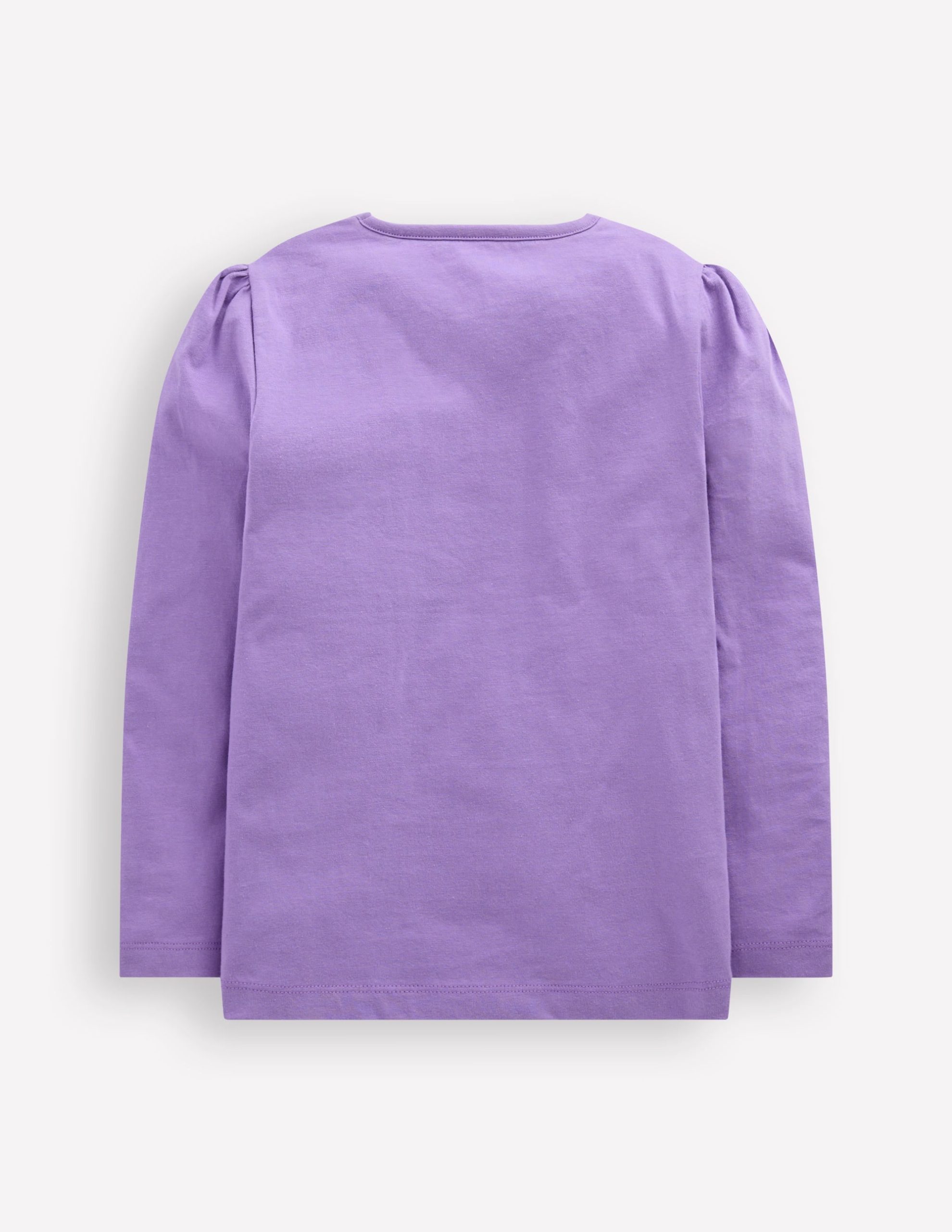 Puff Sleeve Applique T-shirt-Aster Purple Flower Cats - Image 4