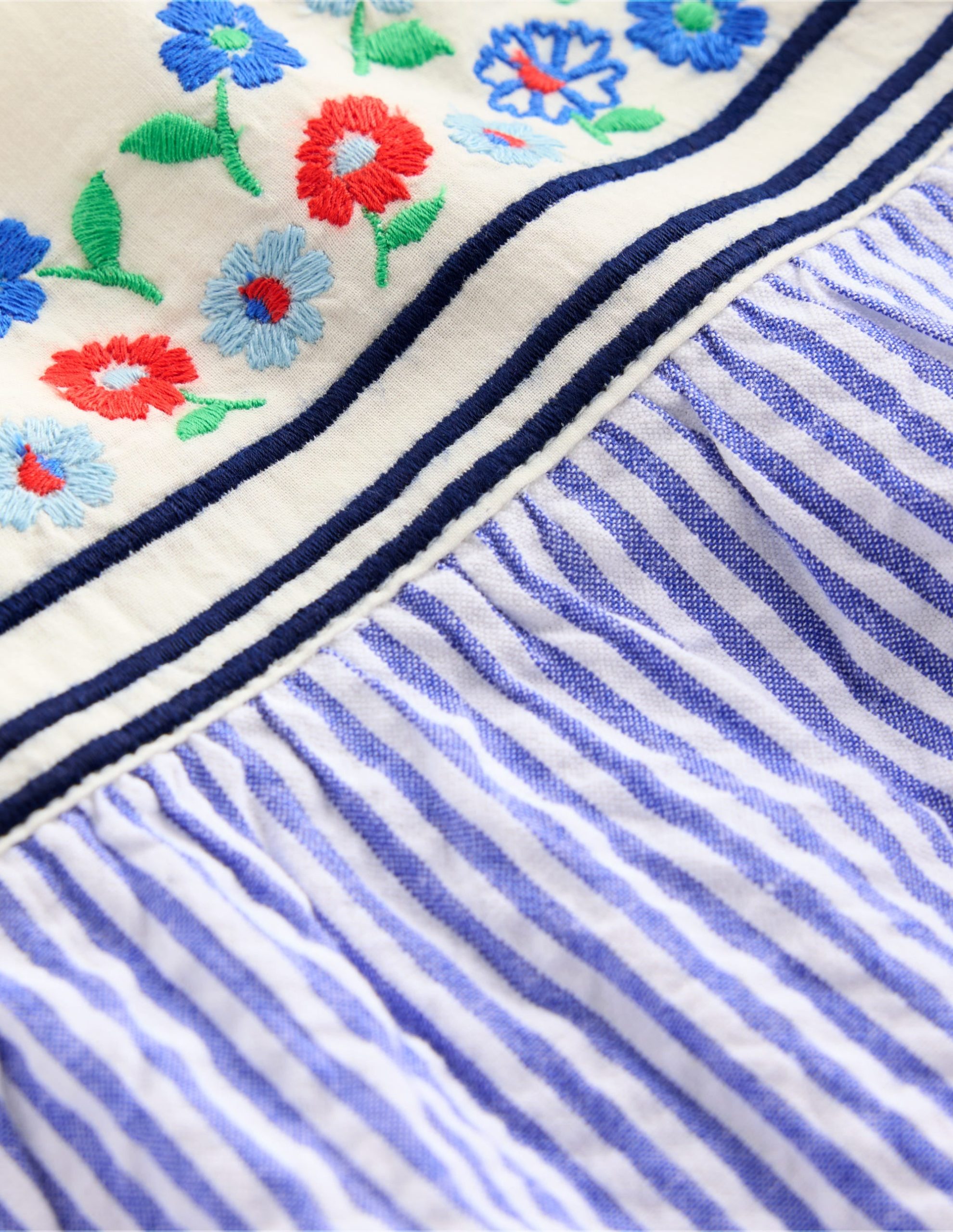 Puff Sleeve Sailors Top-Peacock Plume / Ivory Stripe - Image 4