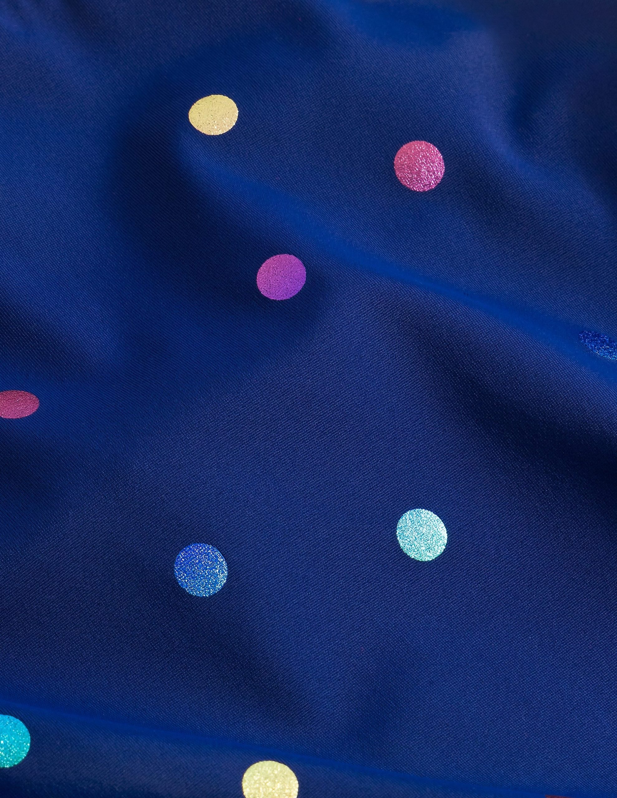 Cross-back Printed Swimsuit-Navy. Rainbow Foil Confetti - Image 3