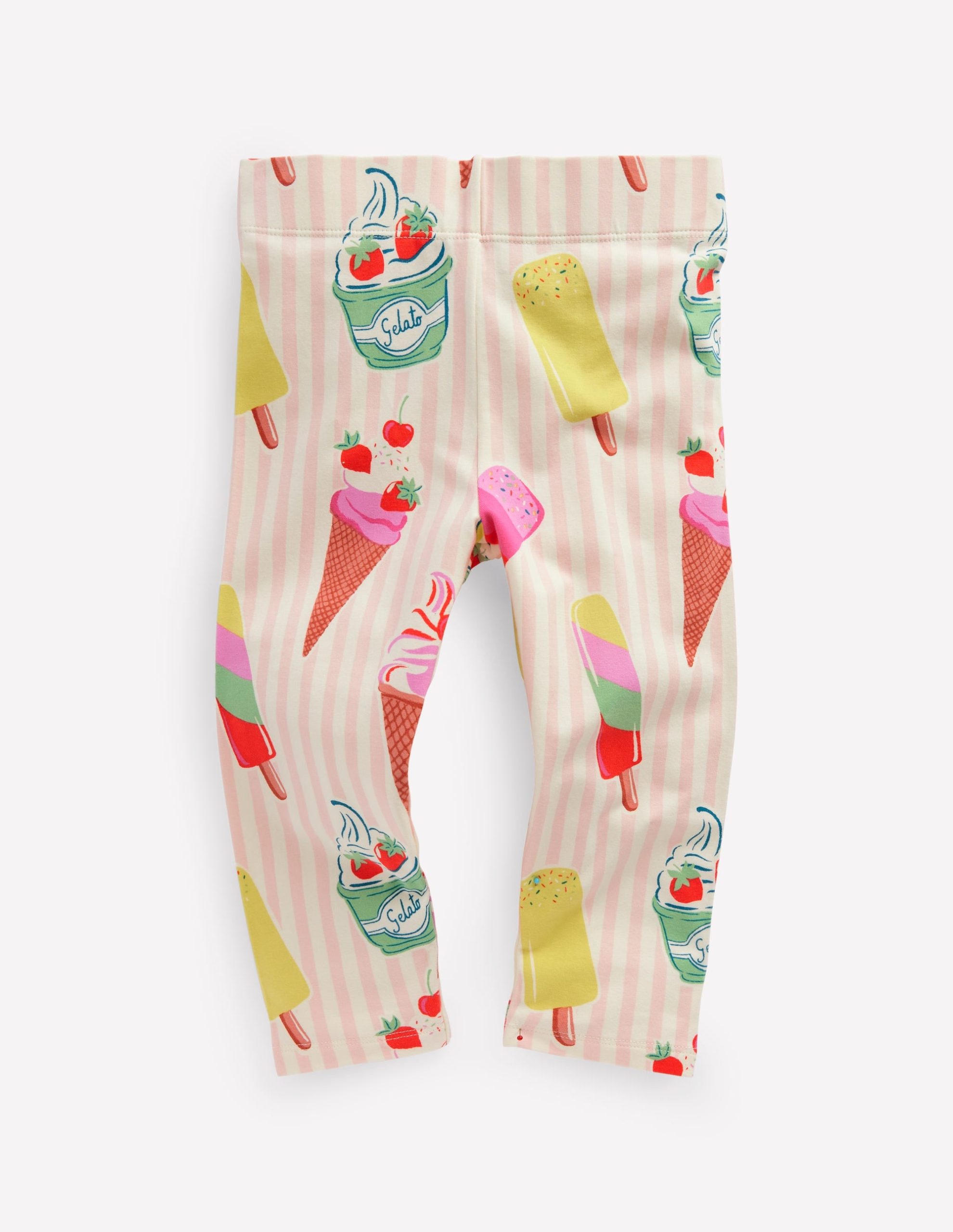 Fun Cropped Leggings-Pink Ice Cream Stripe
