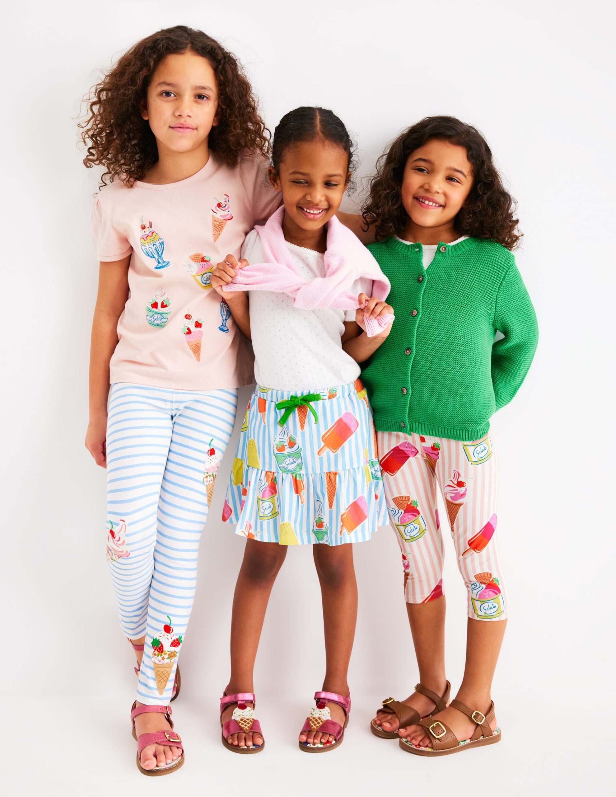 Fun Cropped Leggings-Pink Ice Cream Stripe - Image 4