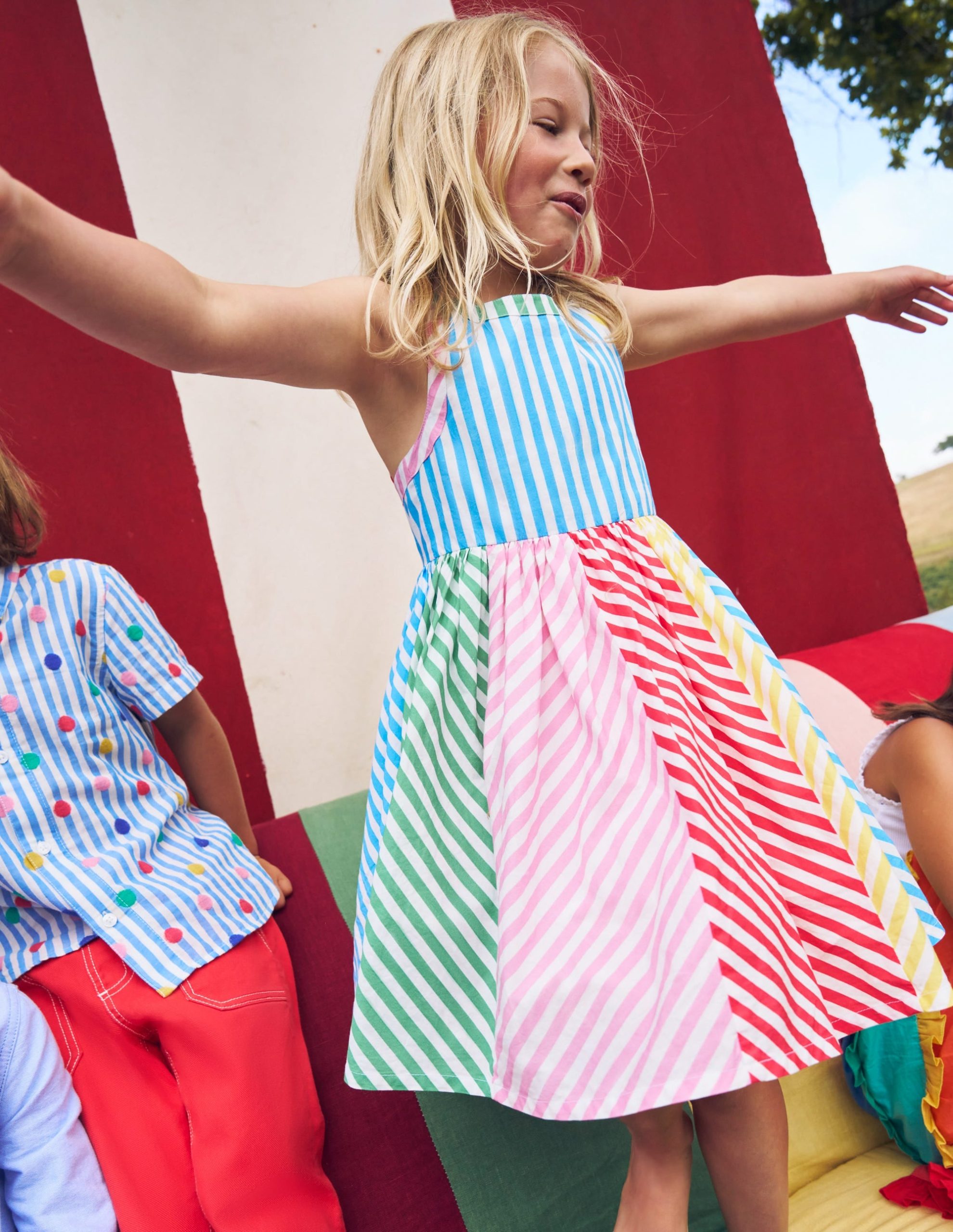 Harlow Back Detail Dress-Hotchpotch Multi Stripe