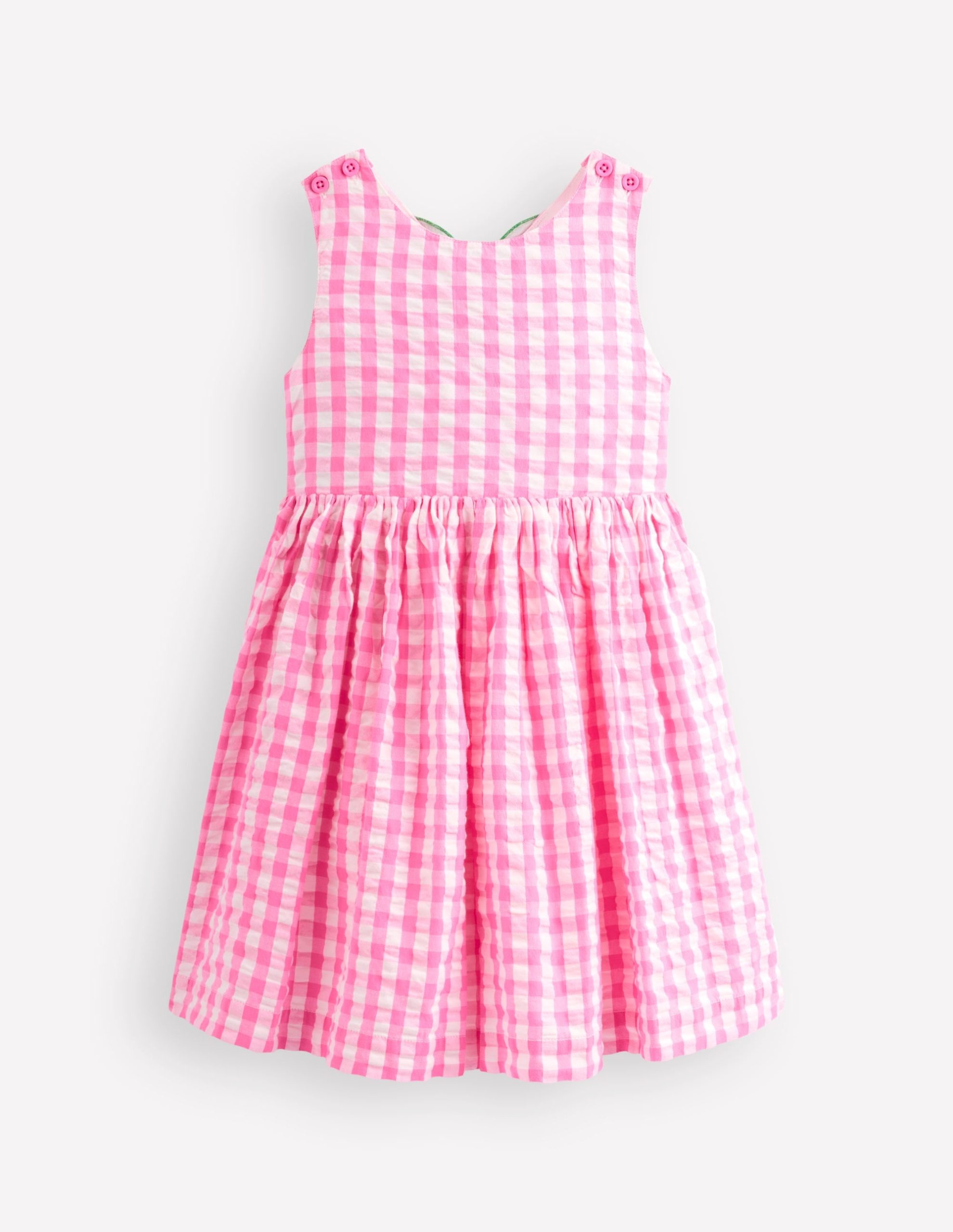 Zadie Applique Back Dress-Pink Gingham Strawberry - Image 3