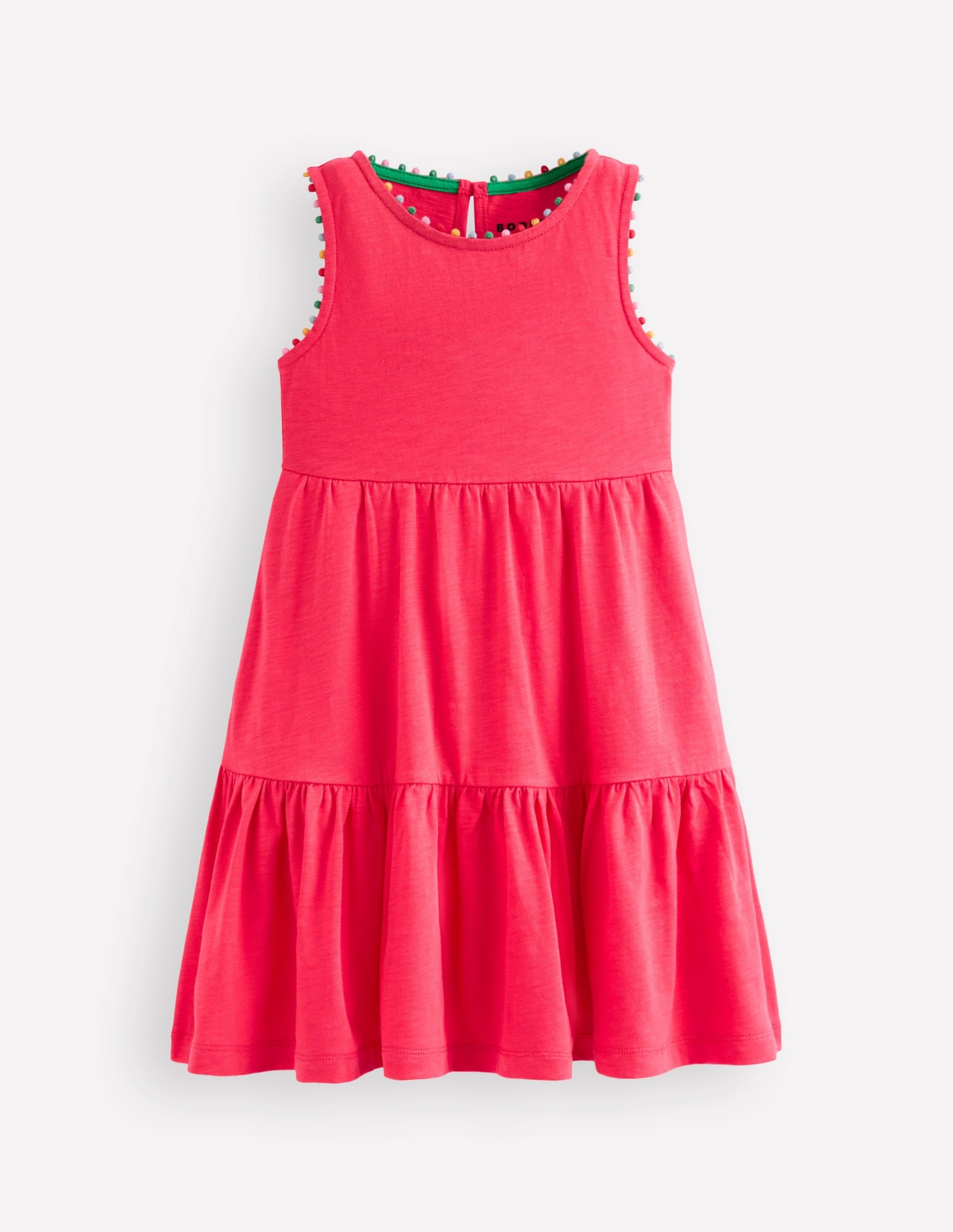 Ali Pom Trim Jersey Dress-Fandango Pink - Image 3