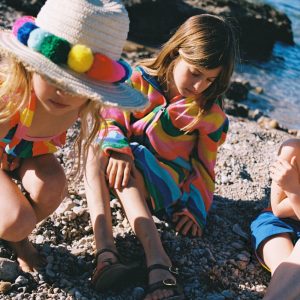 Romie Towelling Zip Throw-On-Multi Wave Stripe