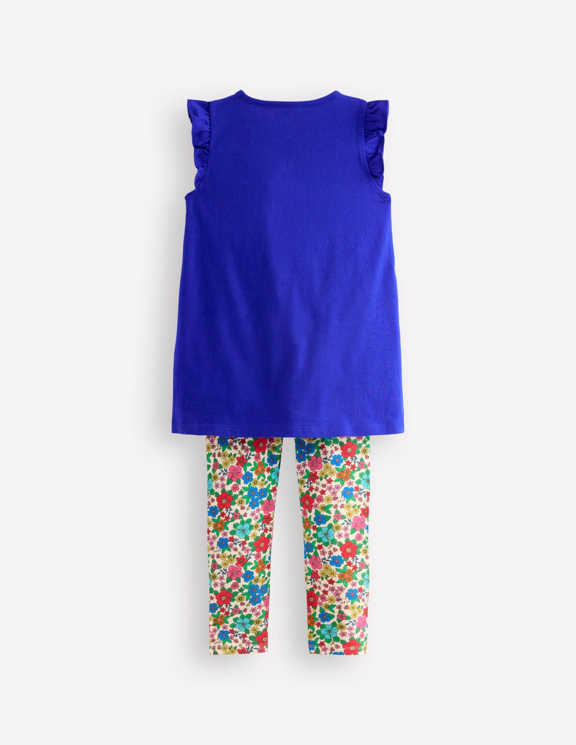 Frill Sleeve Tunic Set-Bright Blue Embroidery - Image 2