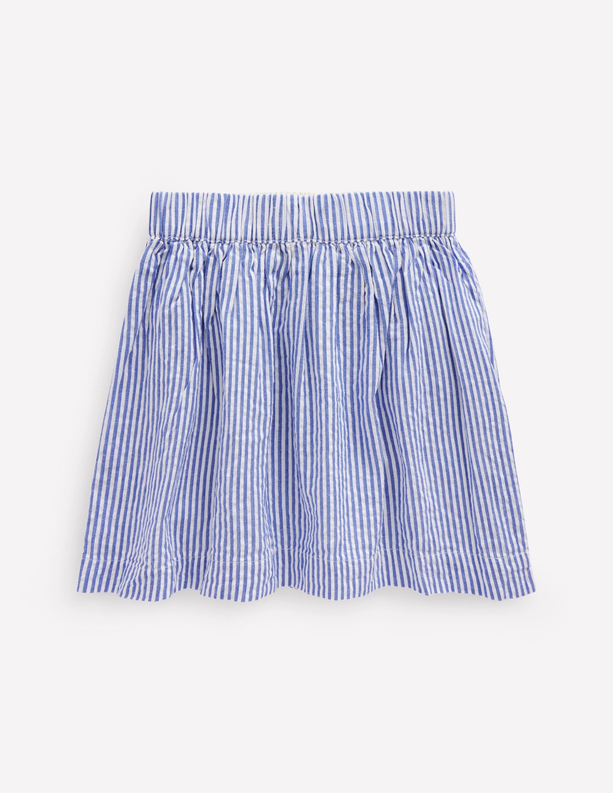 Applique Pocket Skirt-Blue Ticking Floral Stripe - Image 3