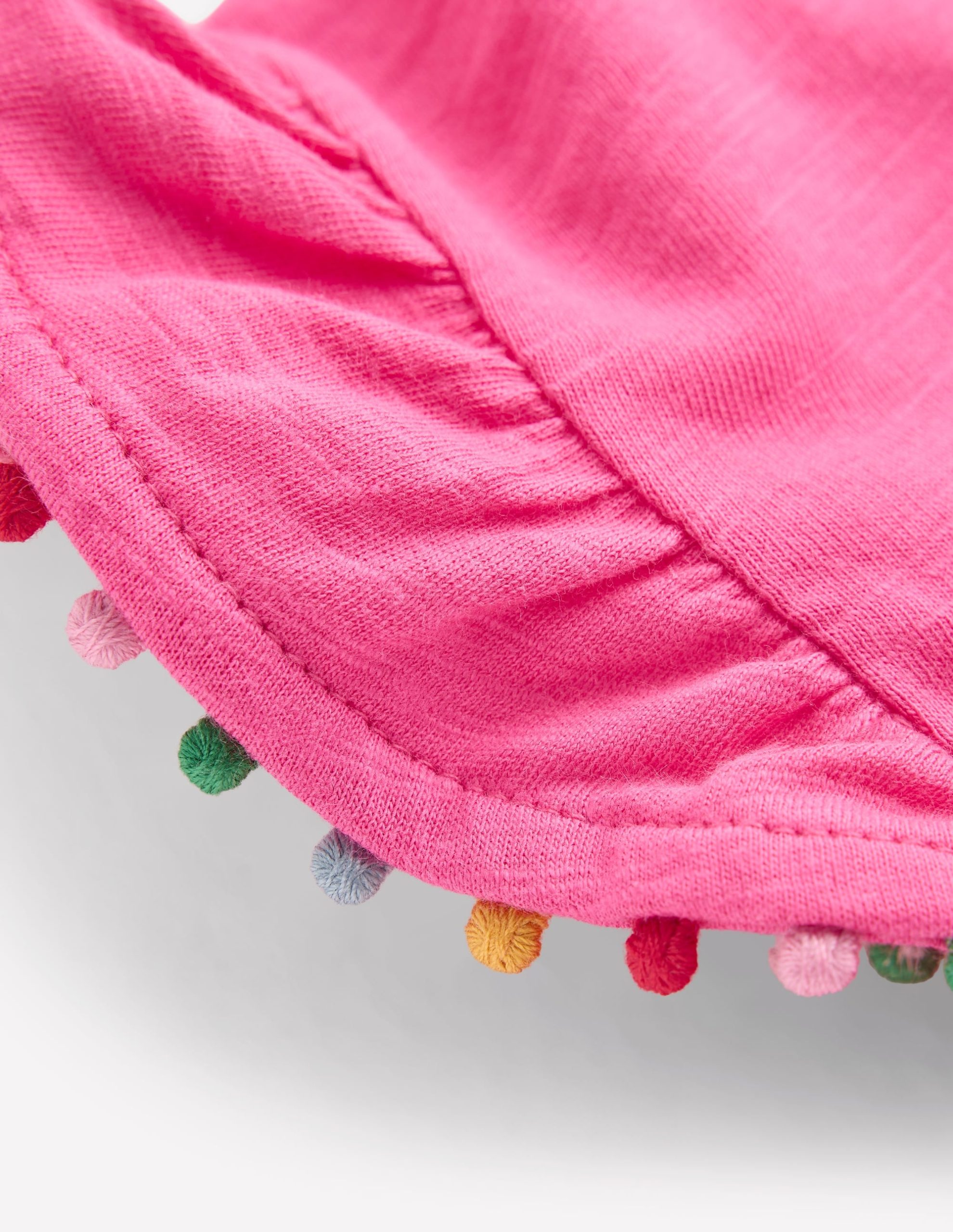 Frill Sleeve Pom Top-Flamingo Pink - Image 3