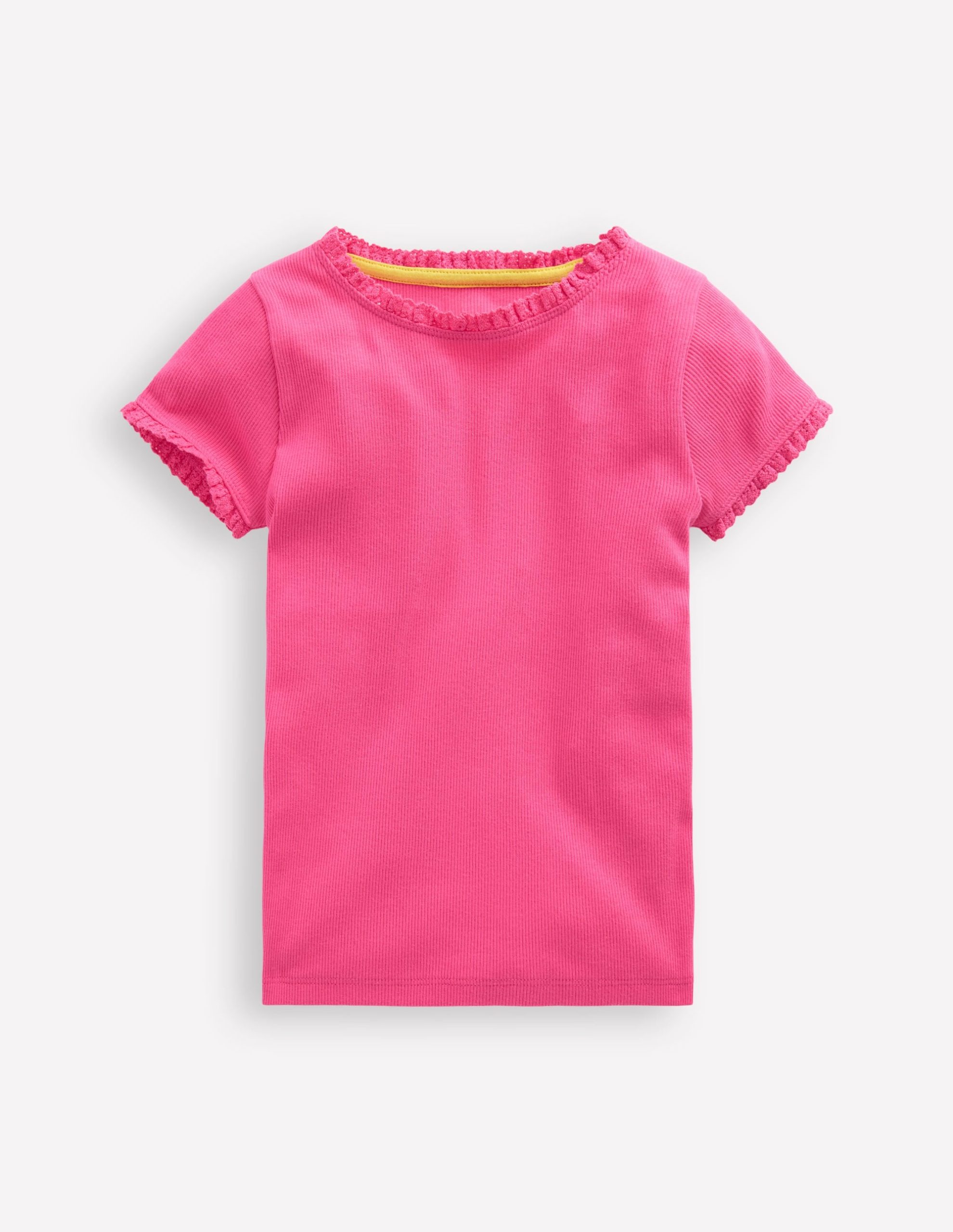 Short Sleeve Ribbed T-shirt-Flamingo Pink
