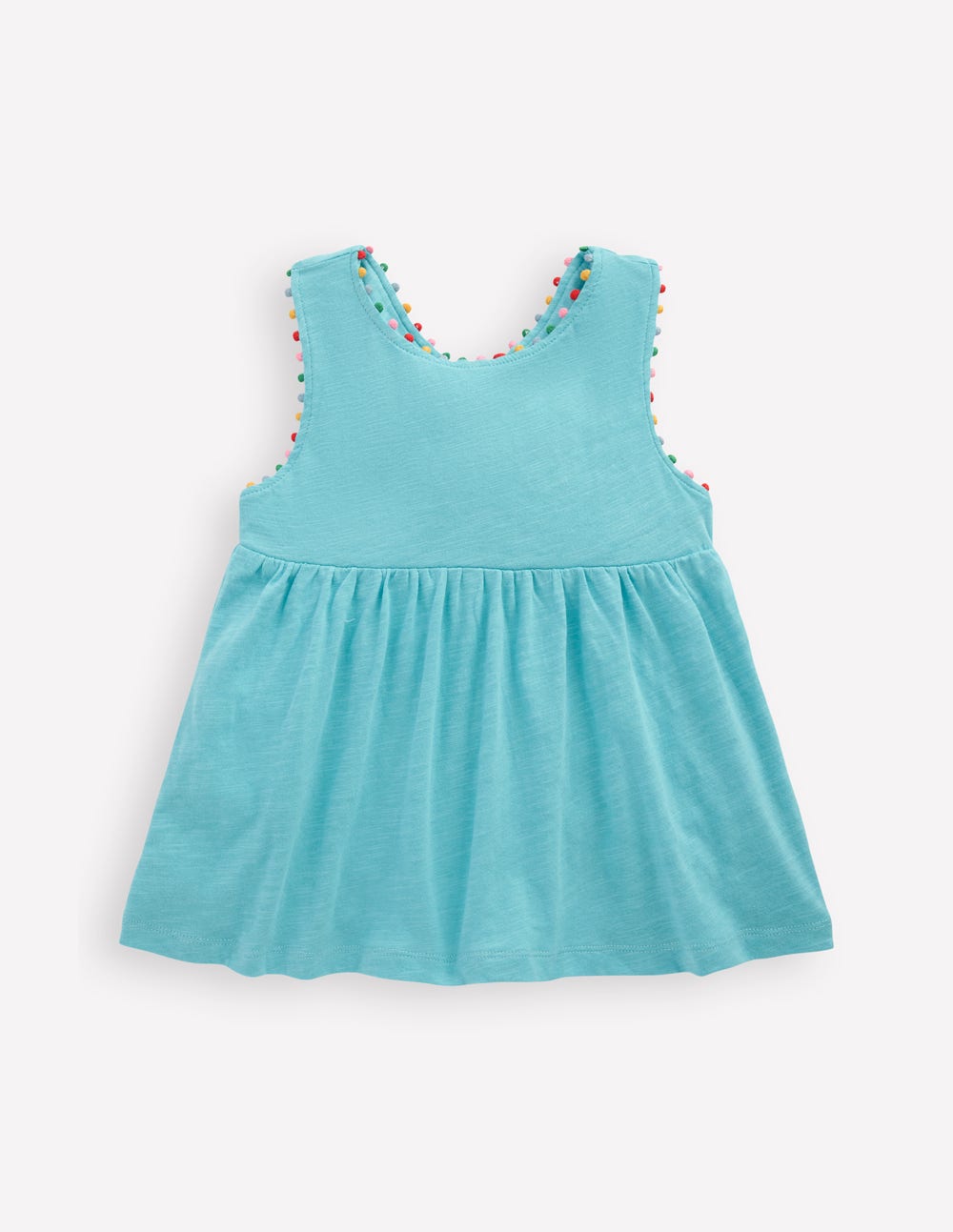 Cross-back Pom Top-Caribbean Blue