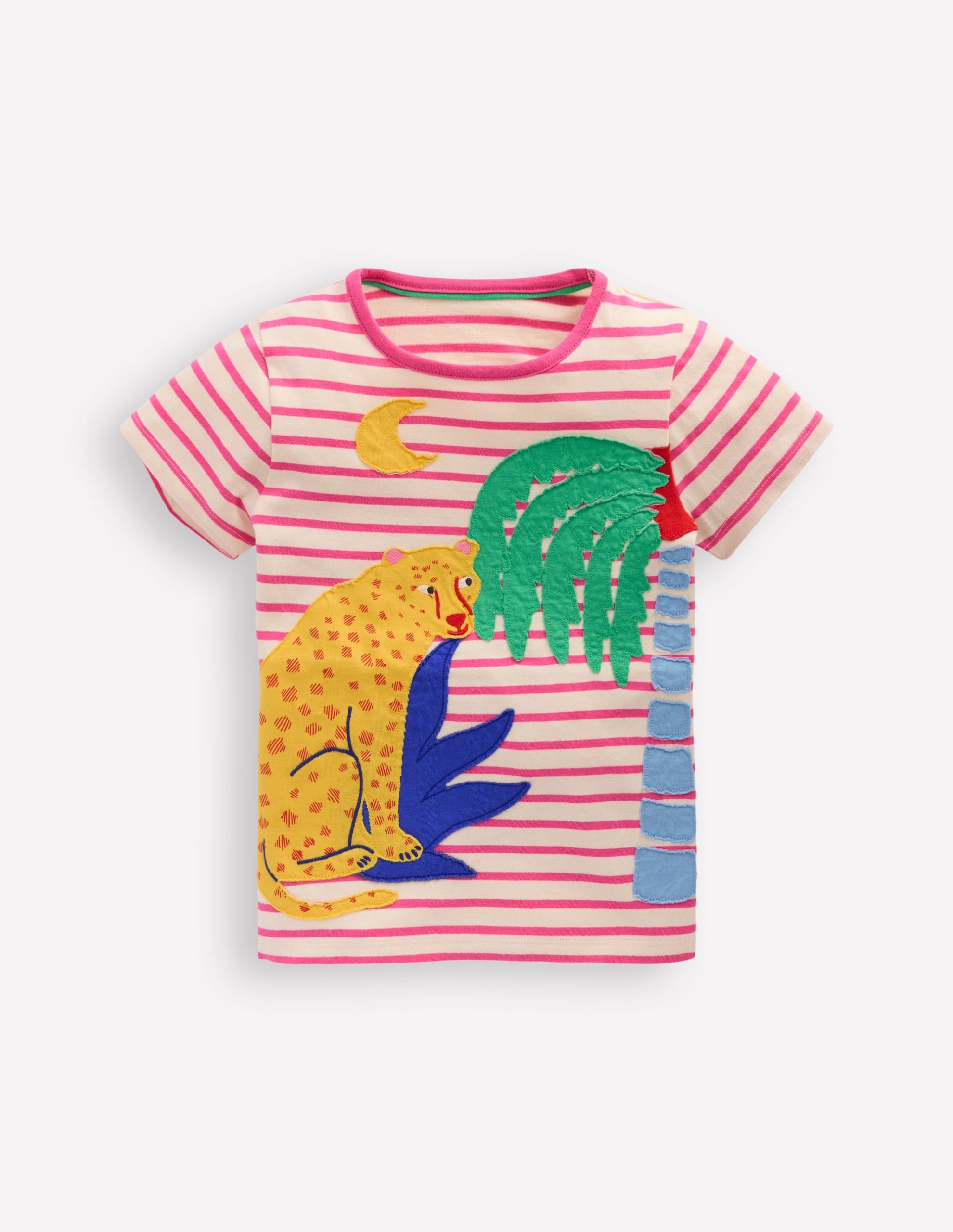 Short Sleeve Appliqu?? T-shirt-Rose Petal Pink Cheetah - Image 2