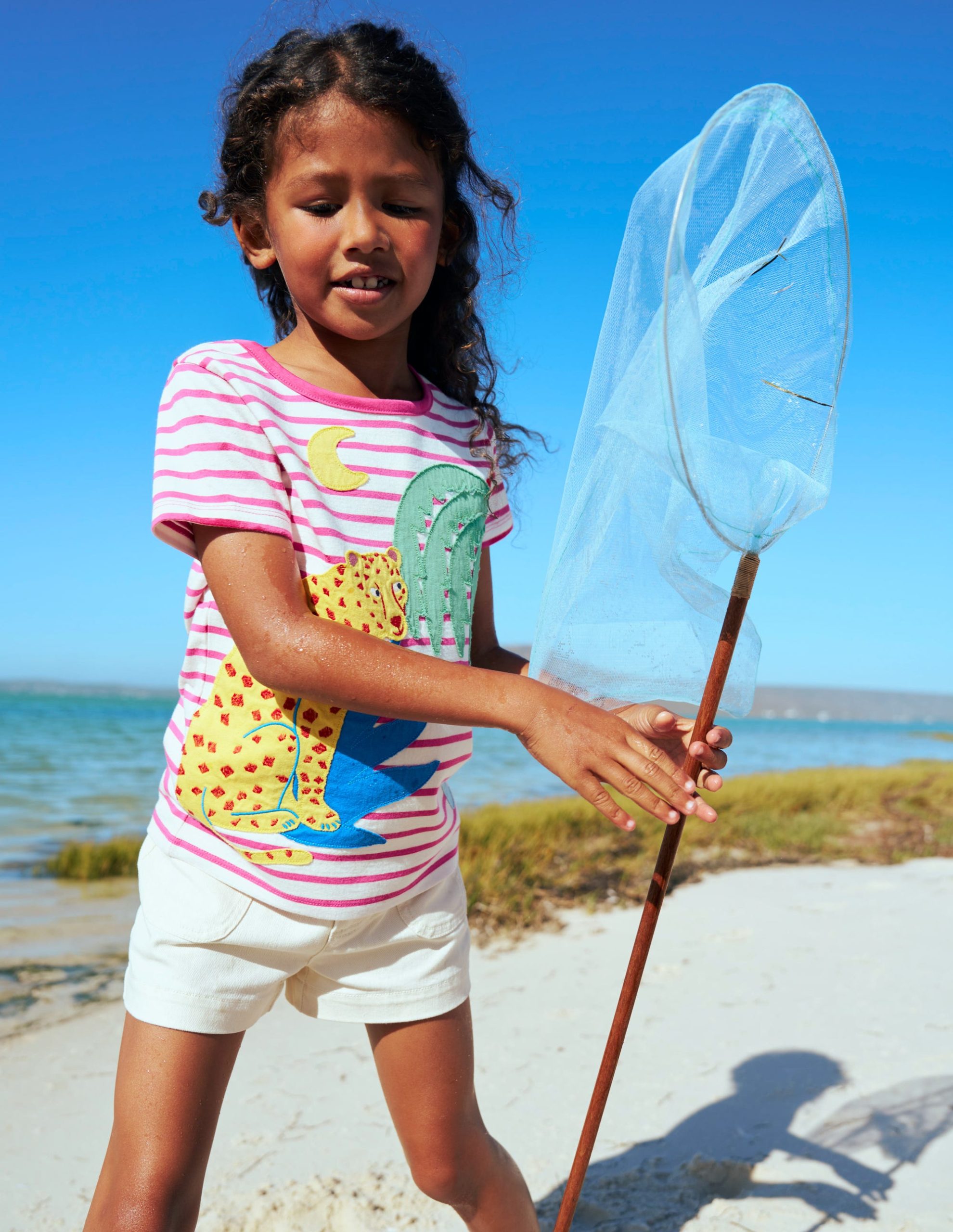 Short Sleeve Appliqu?? T-shirt-Rose Petal Pink Cheetah