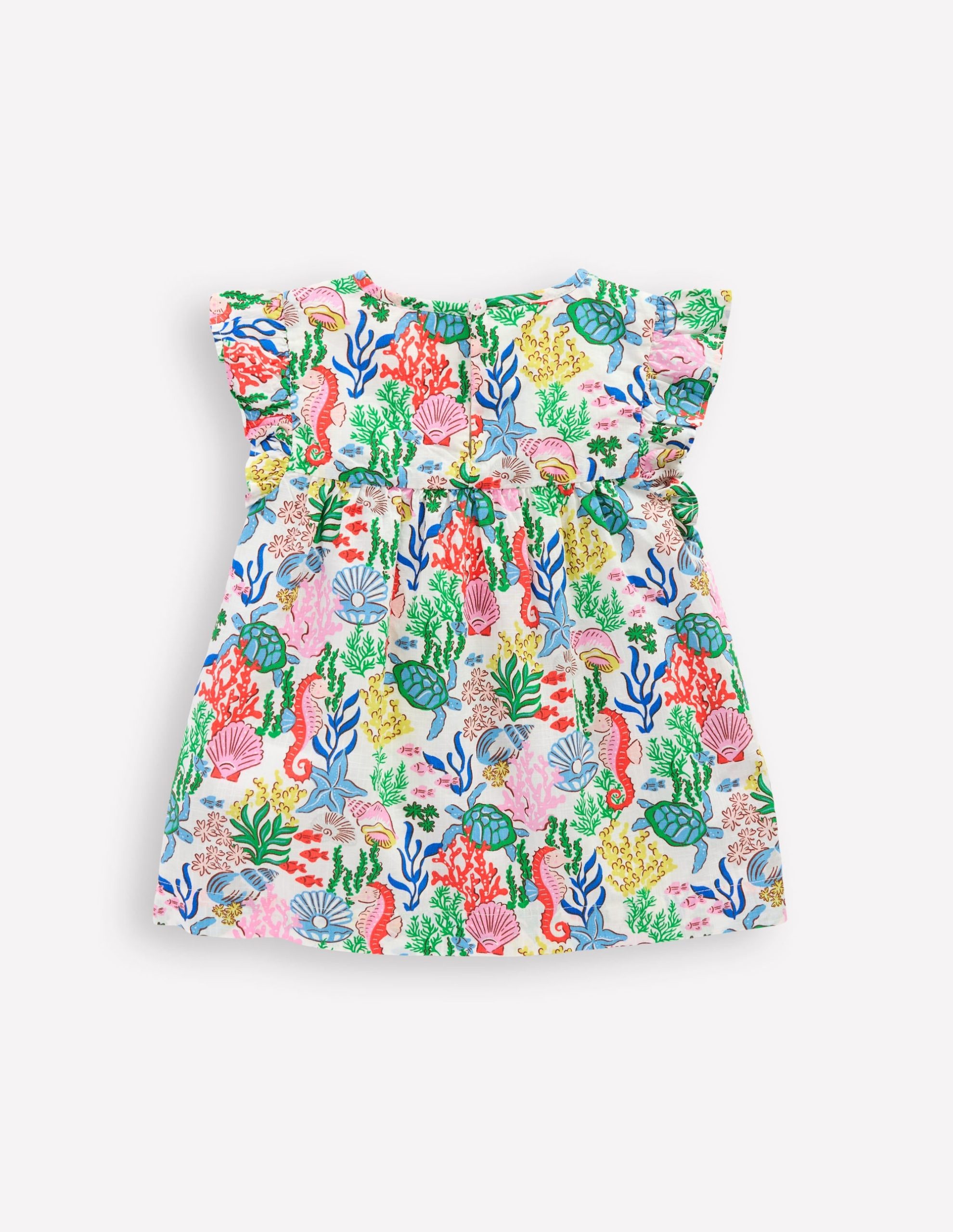 Frill Sleeve Woven Top-Multi Coral Cove - Image 3