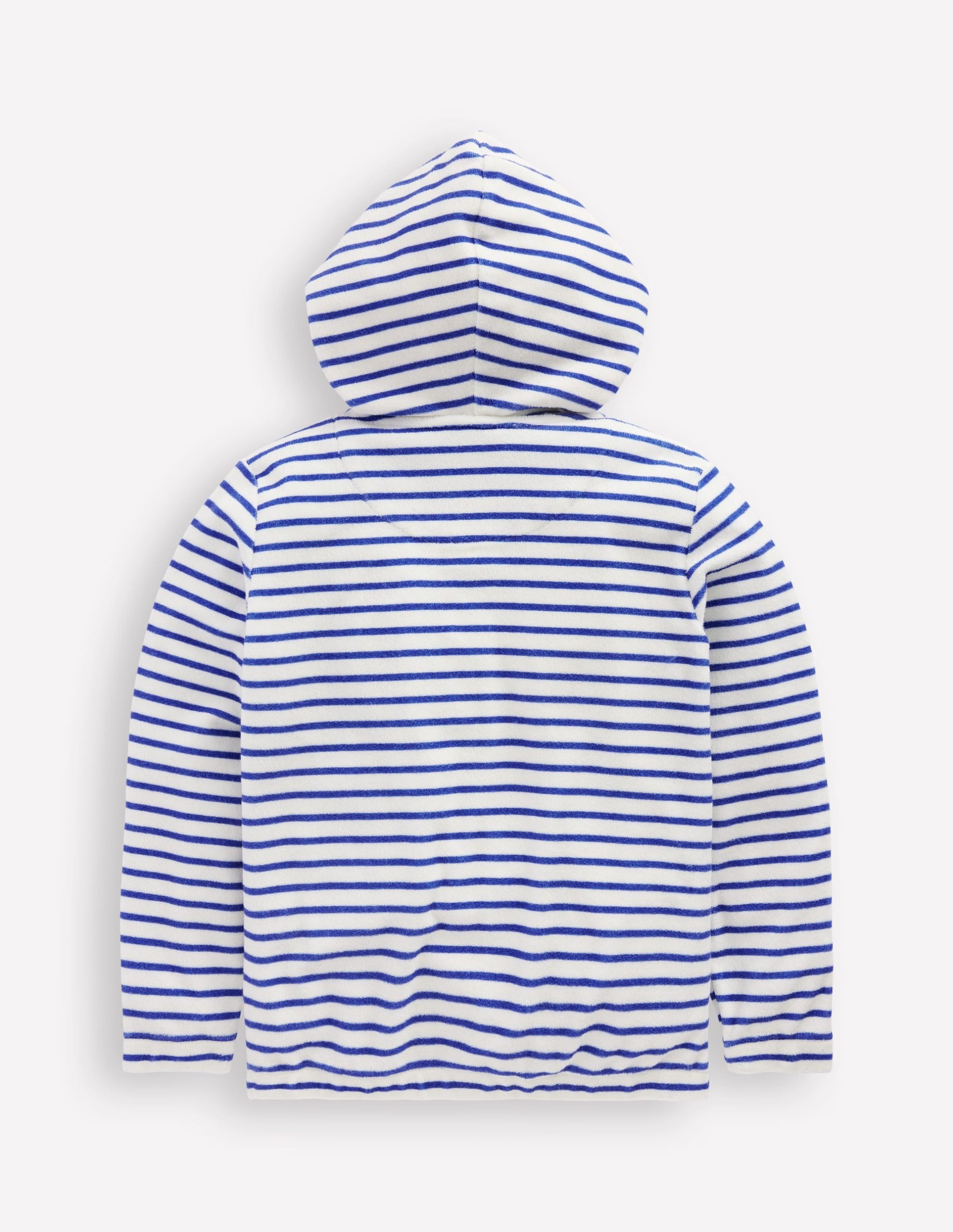 Zip-Through Towelling Hoodie-Ivory/Bright Blue Sea Stripe - Image 2