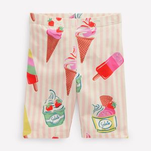 Biker Shorts-Pink Ice Cream Stripe