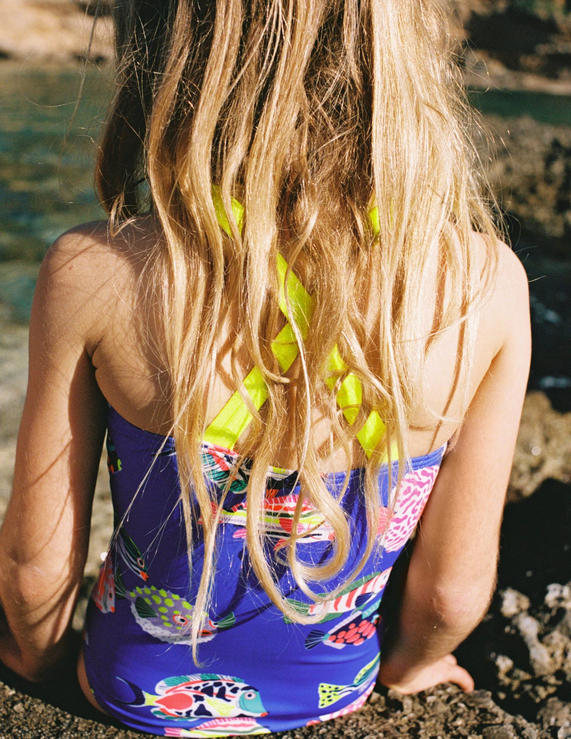 Cross-back Printed Swimsuit-Blue Heron Fish - Image 2