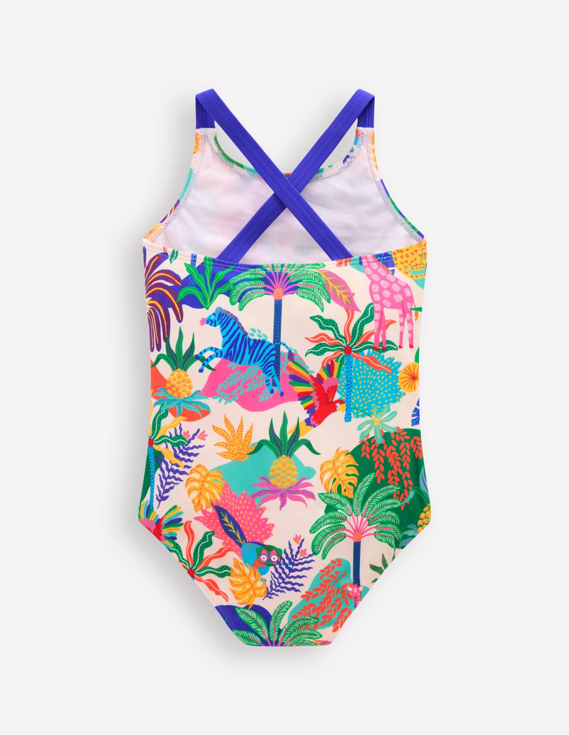 Cross-back Printed Swimsuit-Soft Ivory Multi Jungle - Image 4