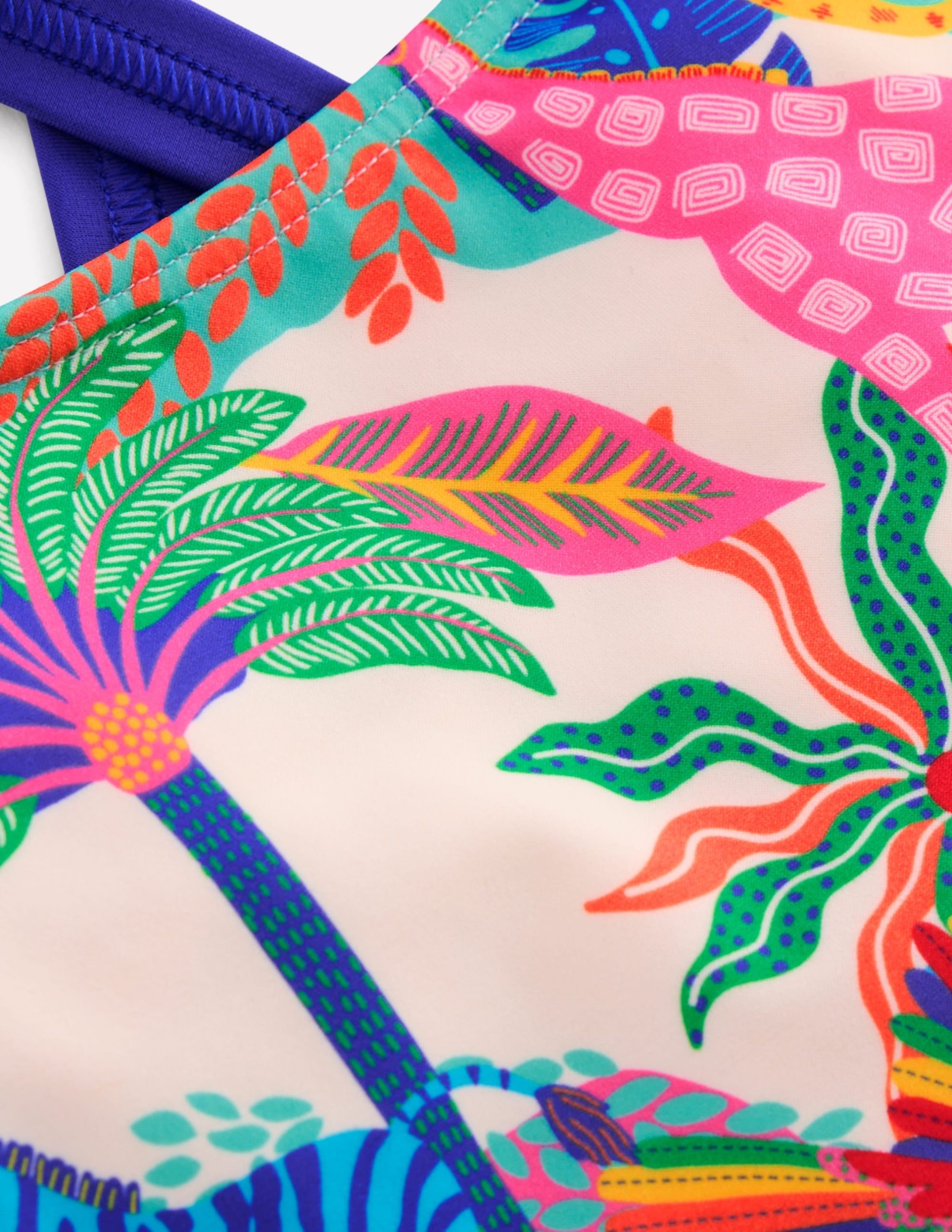 Cross-back Printed Swimsuit-Soft Ivory Multi Jungle - Image 5