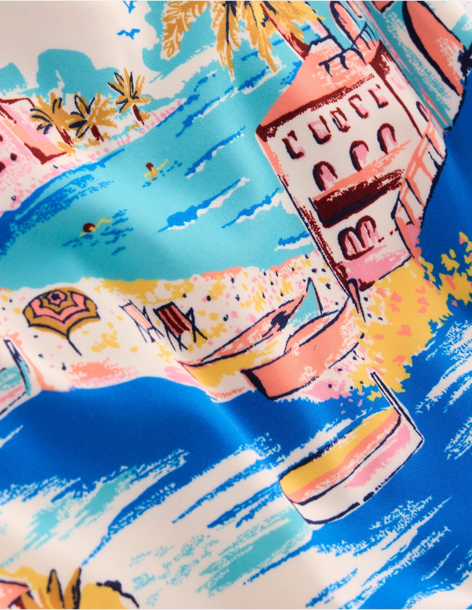 Hallie Frill Strap Swimsuit-Multi Coastal Scene - Image 3