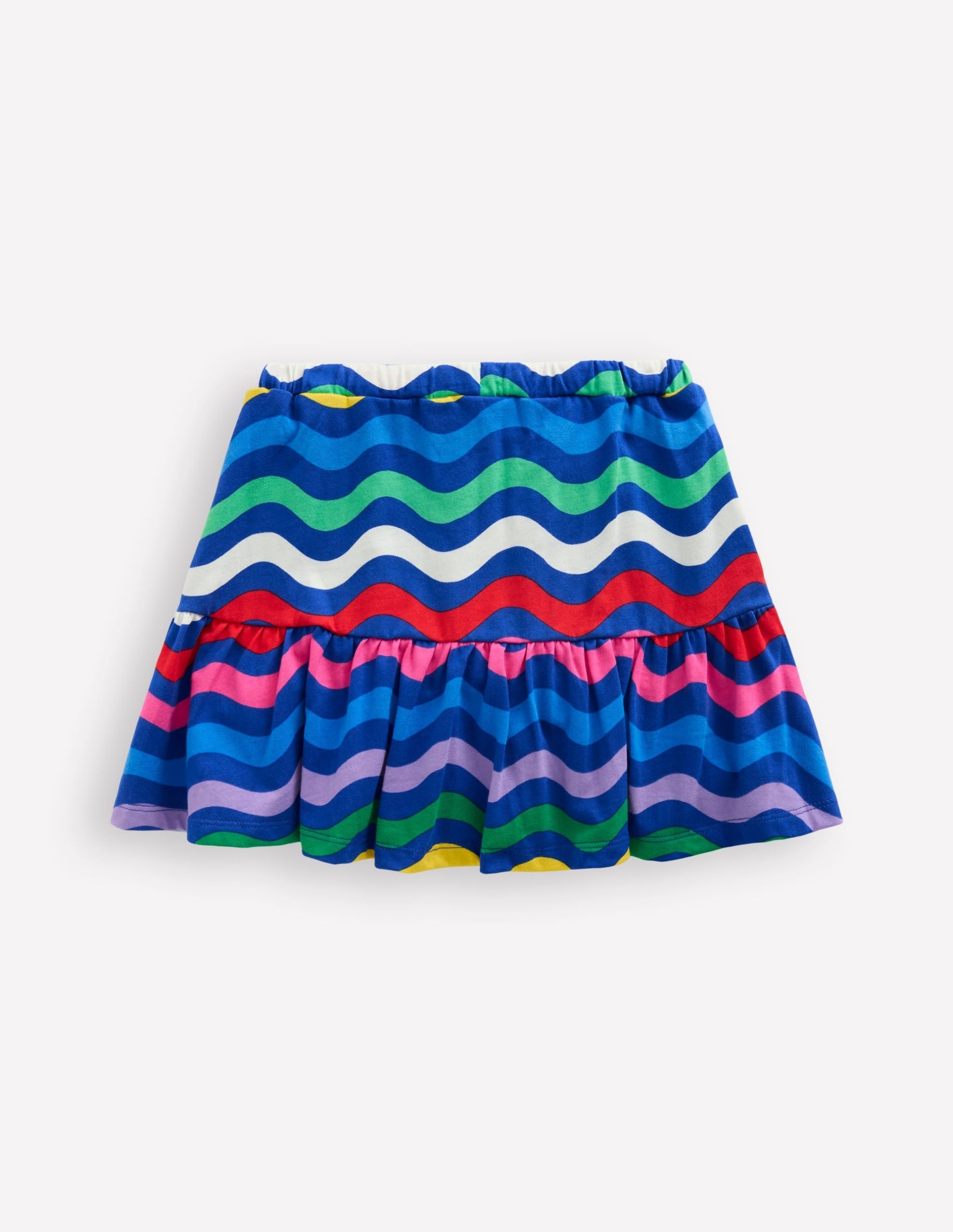Tiered Jersey Skort-Bright Blue Wave Stripe - Image 2