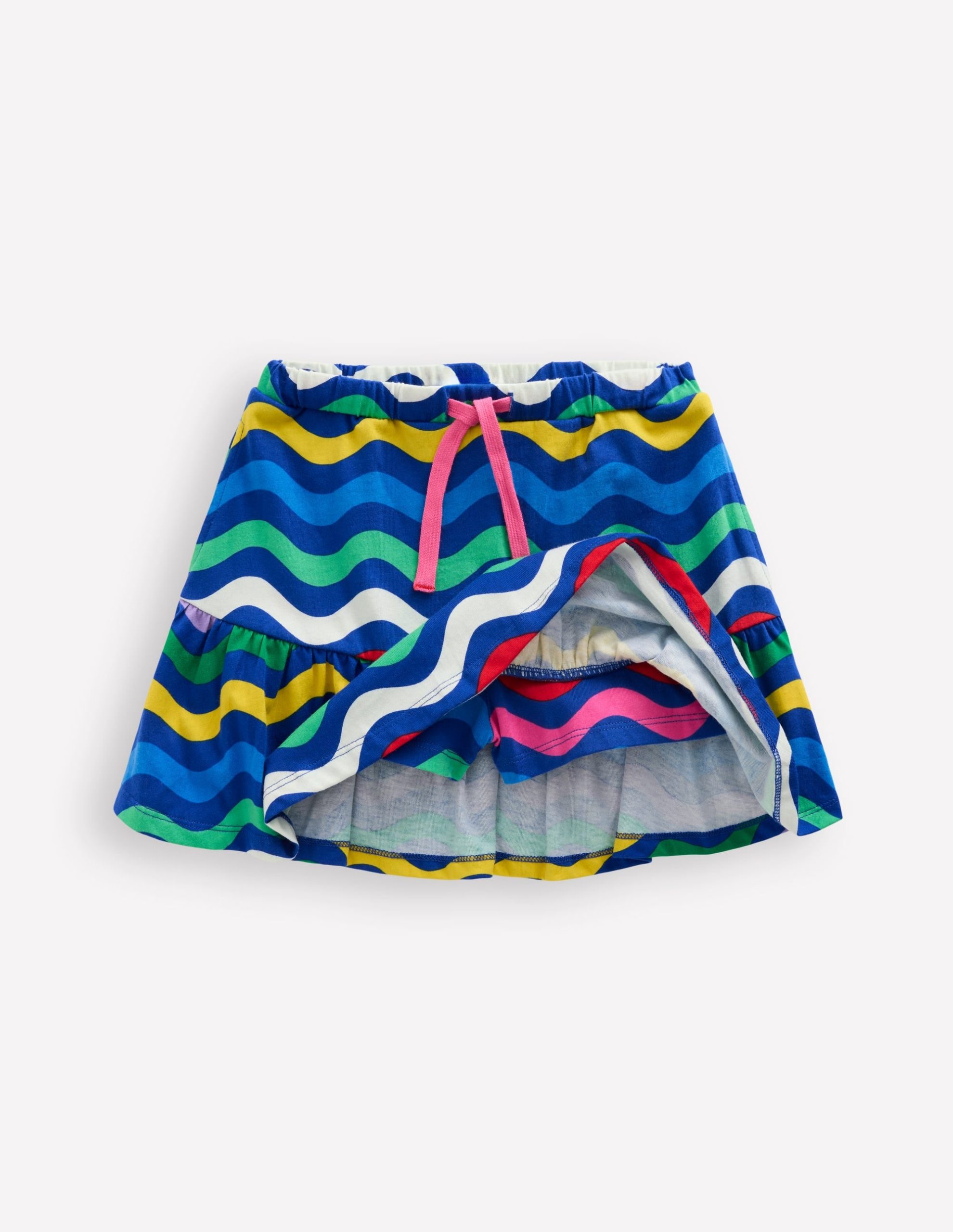 Tiered Jersey Skort-Bright Blue Wave Stripe - Image 4