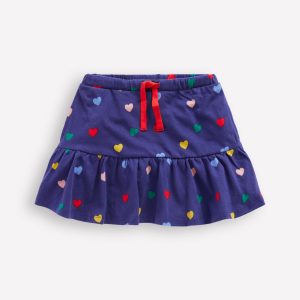 Tiered Jersey Skort-Starboard Blue Multi Hearts