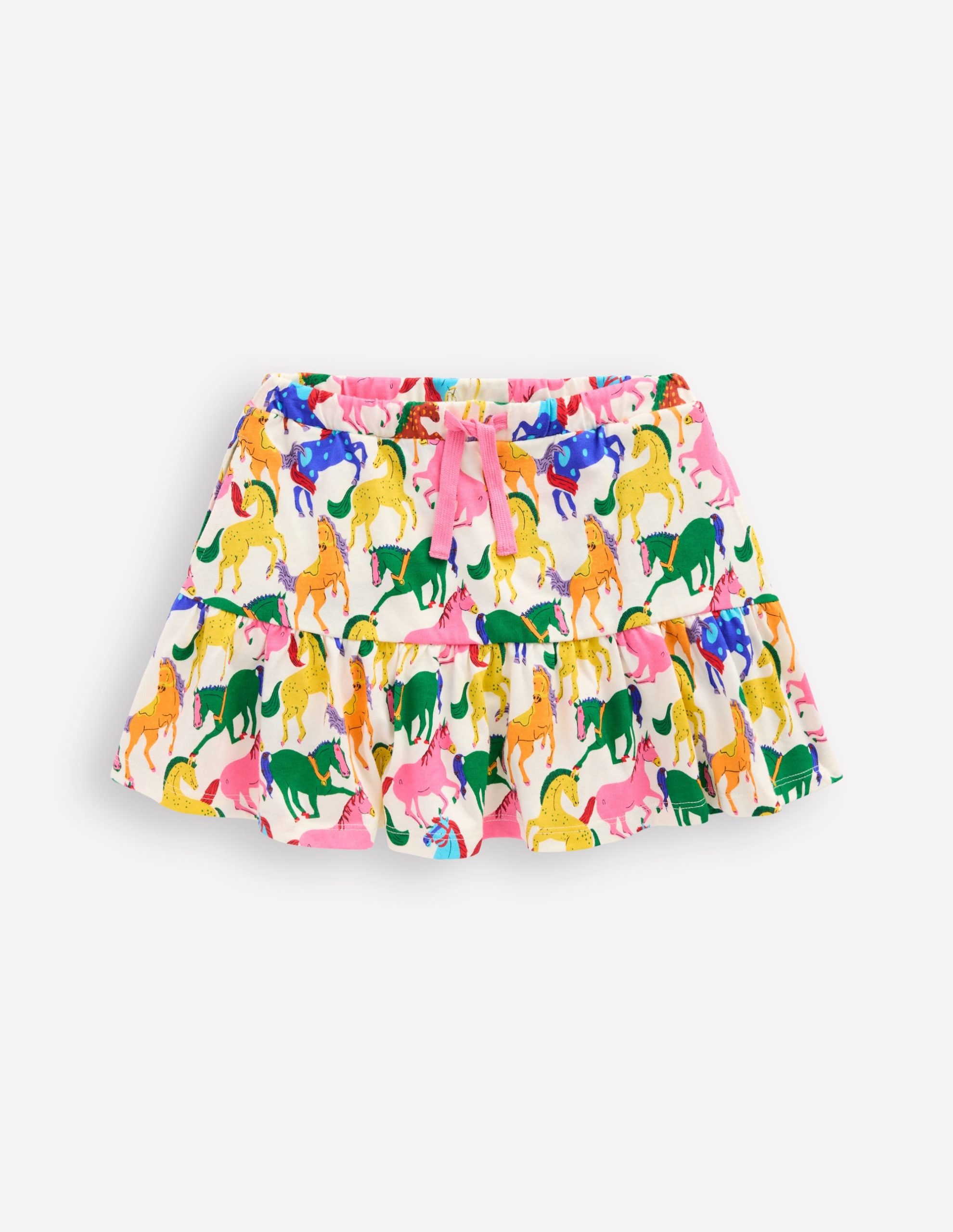 Tiered Jersey Skort-Multi Rainbow Horse