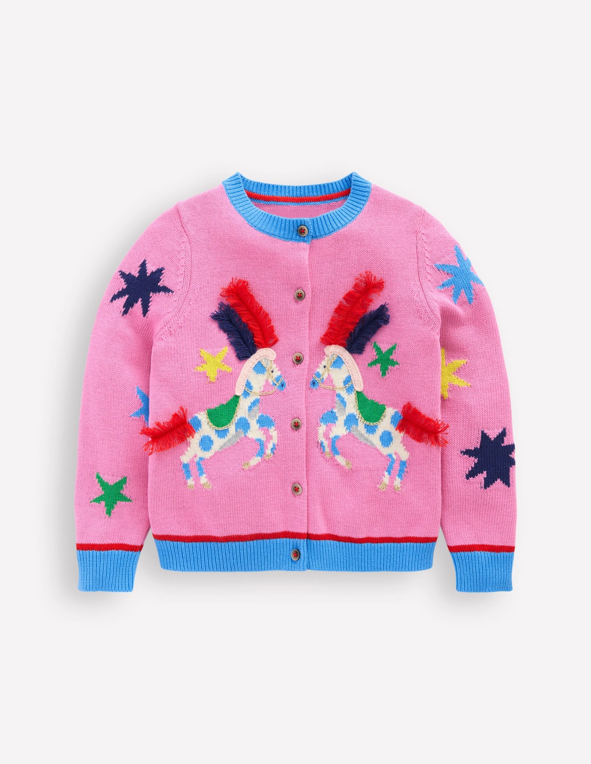 Fun Frill Logo Cardigan-Vintage Mauve Circus Horses - Image 2