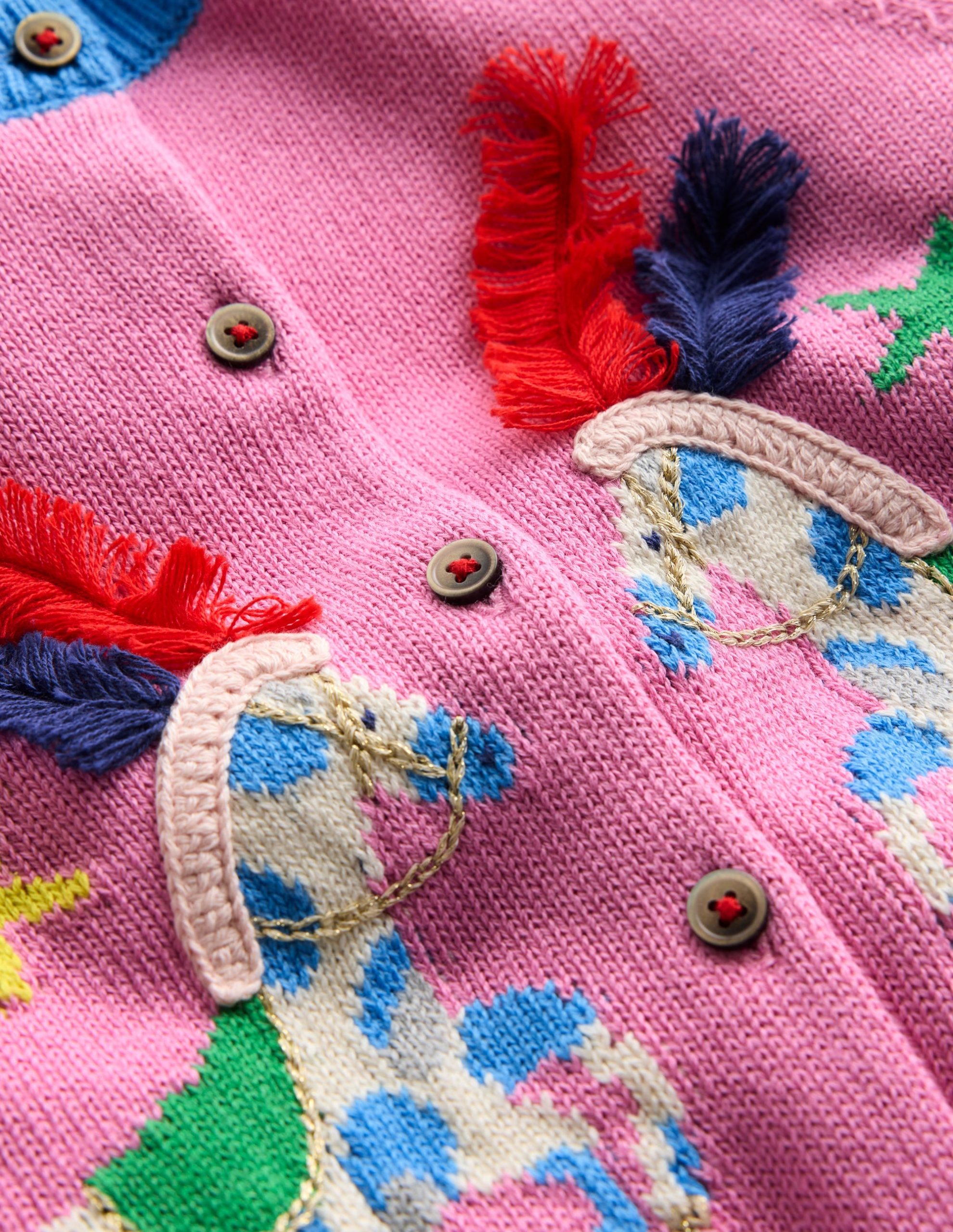 Fun Frill Logo Cardigan-Vintage Mauve Circus Horses - Image 4