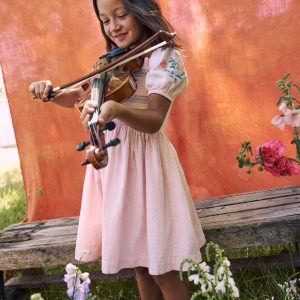 Gwendolyn Cotton Linen Dress-Pink