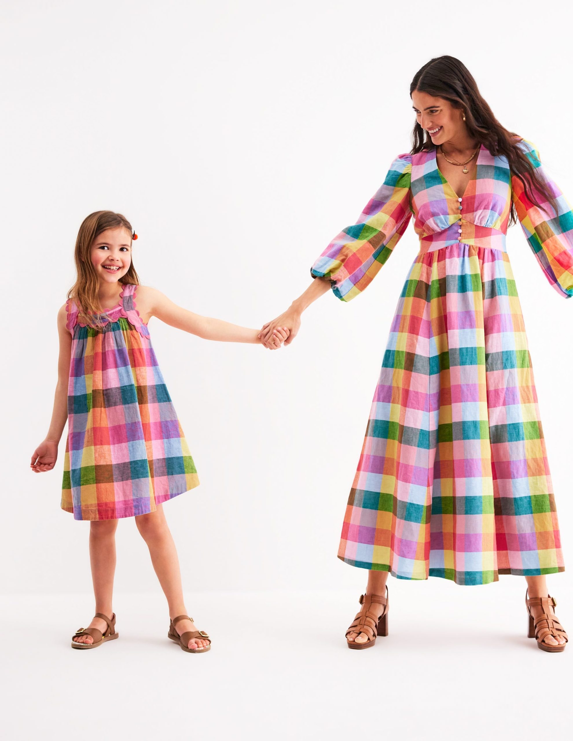 Maribel Strappy Swing Sundress-Multigingham Check - Image 4