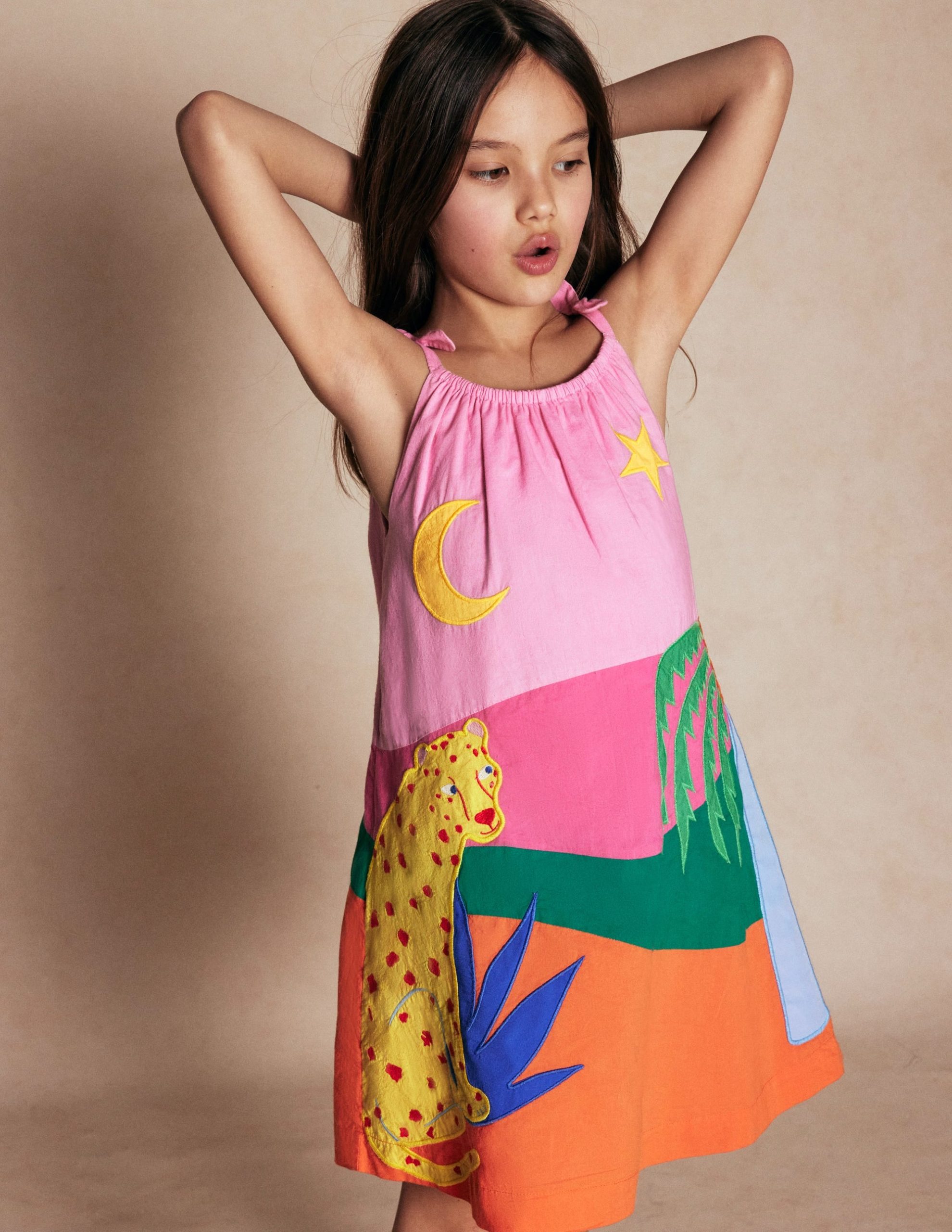 Strappy Appliqu?? Dress-Vintage Mauve