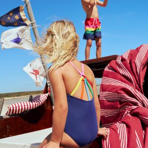 Selena Rainbow Strap Swimsuit-College Navy