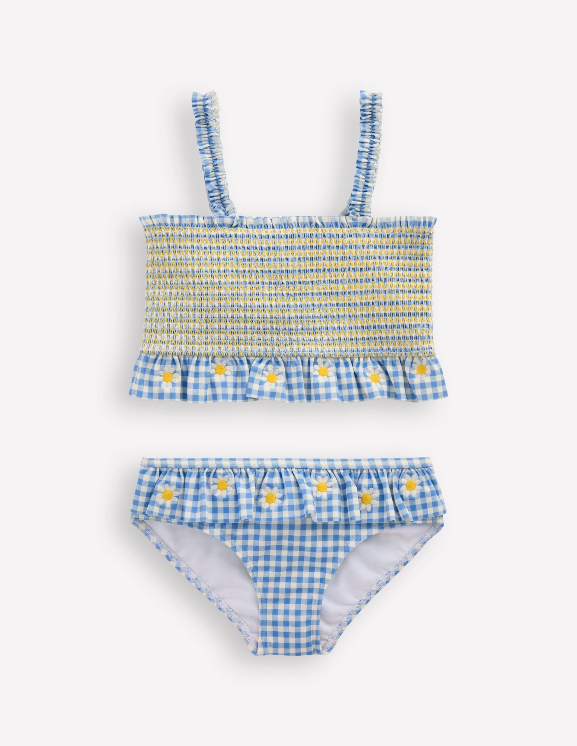 Pretty Peplum Bikini-Smocked Gingham Daisy - Image 2