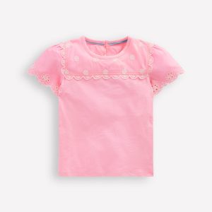 Broderie Sleeve Tee-Vintage Mauve
