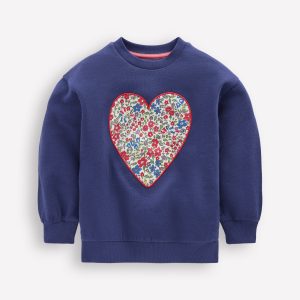 Bobbie Appliqu?? Sweatshirt-Starboard Blue Hearts